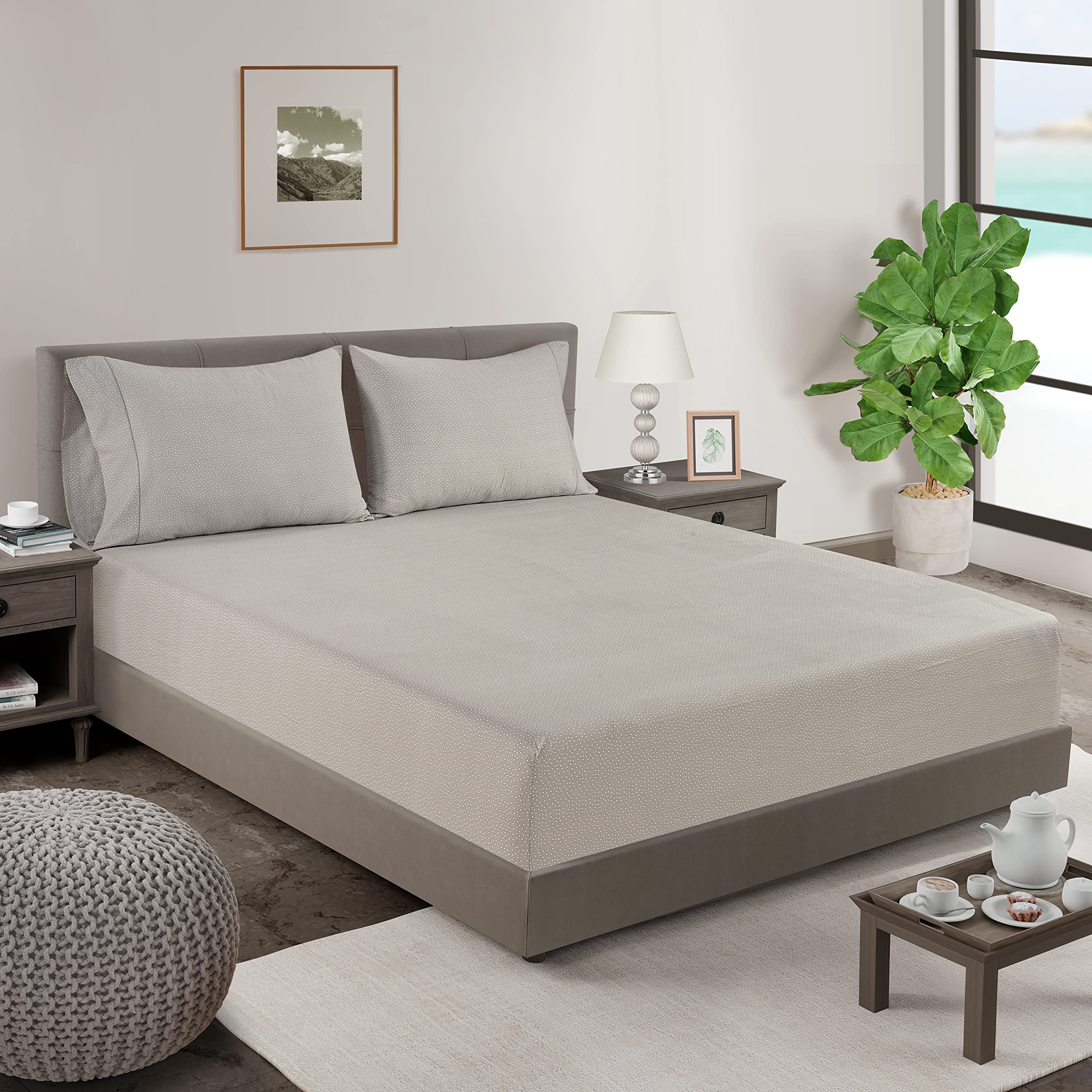 Foto 2 | Sábana Bajera Lane Linen Twin Xl, 100% Algodón Orgánico, Color Gris - Venta Internacional.