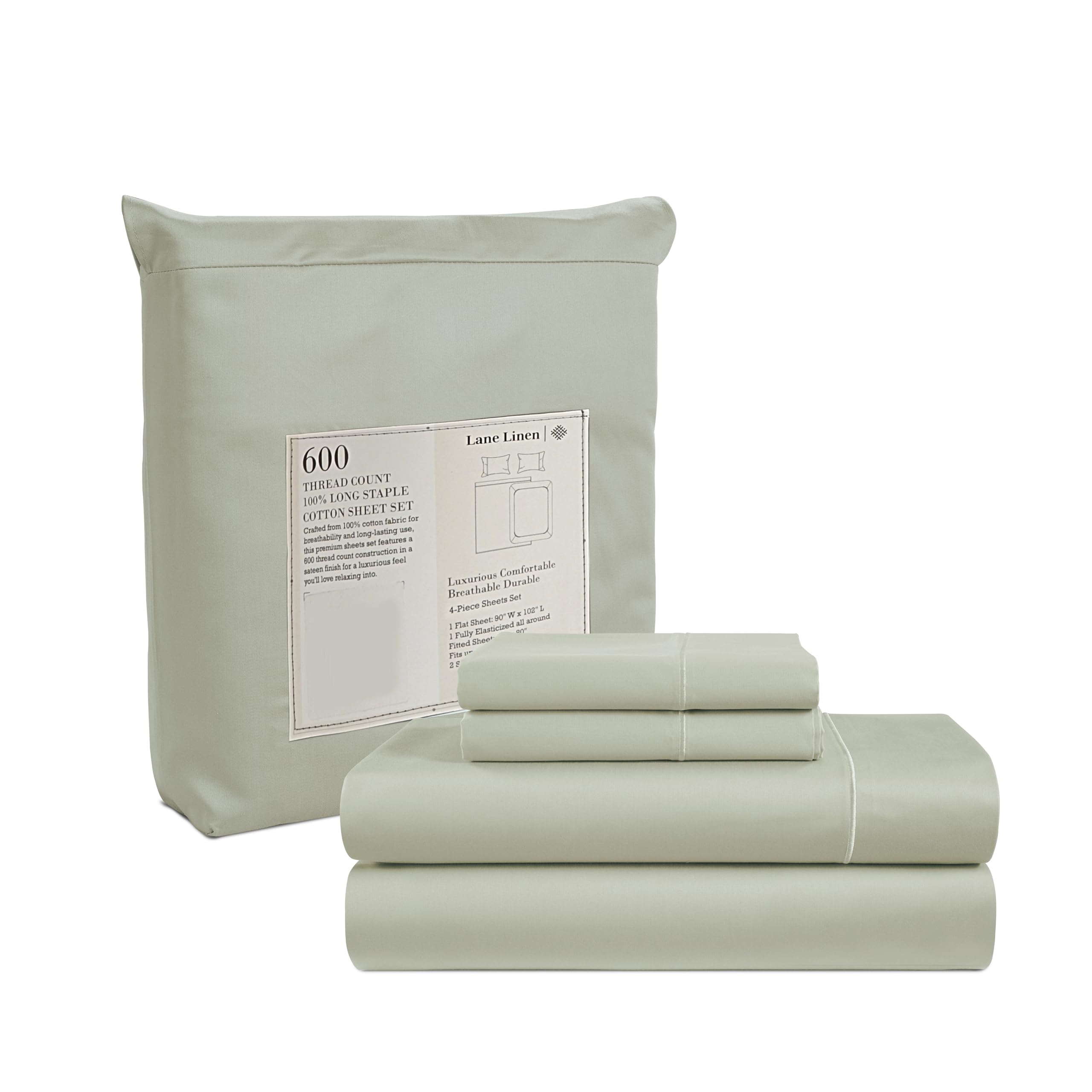 Juego De Sábanas Lane Linen, Tamaño Queen, 600 Hilos, 100% Satén De Algodón - Venta Internacional.