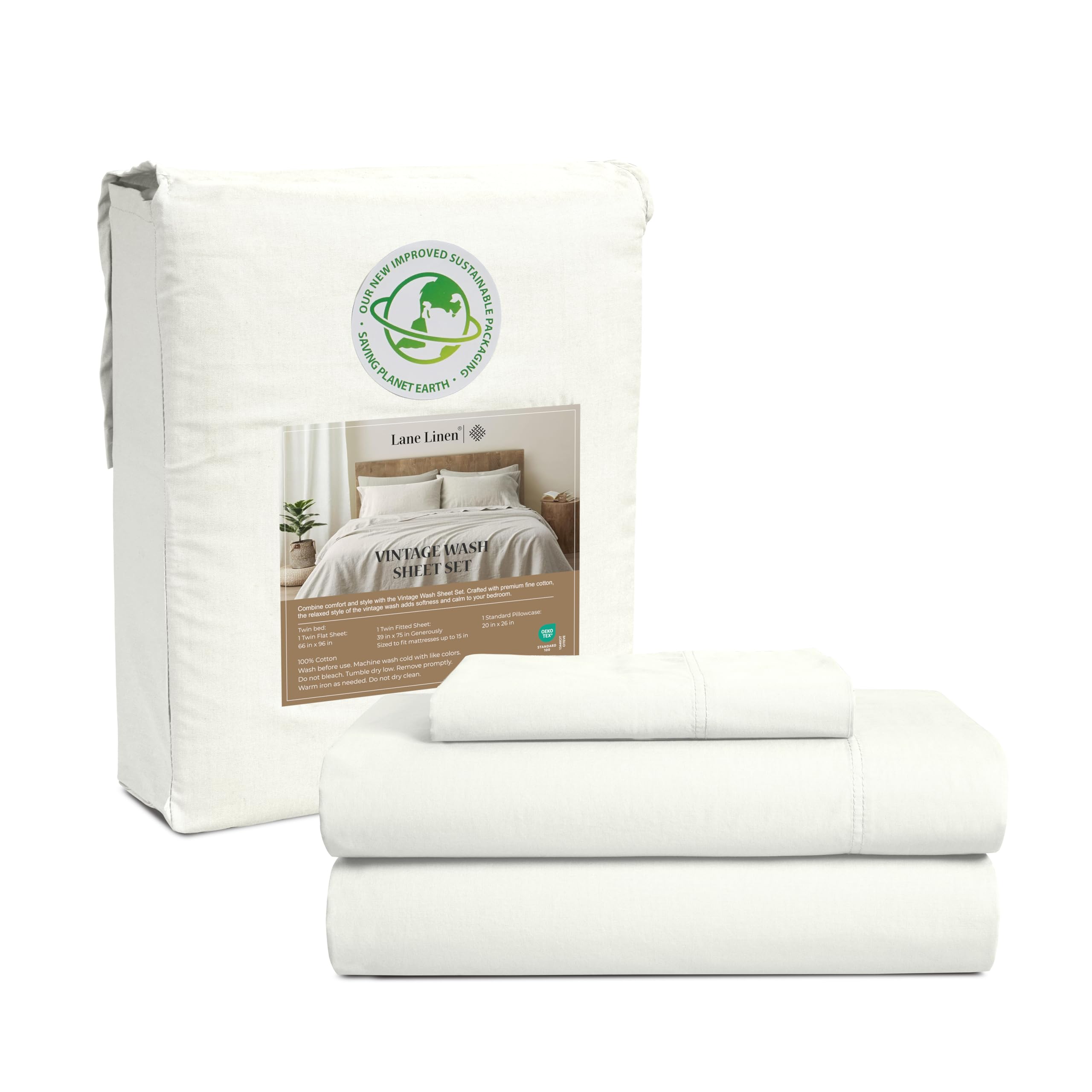 Juego De Sábanas Lane Linen Lane Linen 100% Algodón Twin White - Venta Internacional.