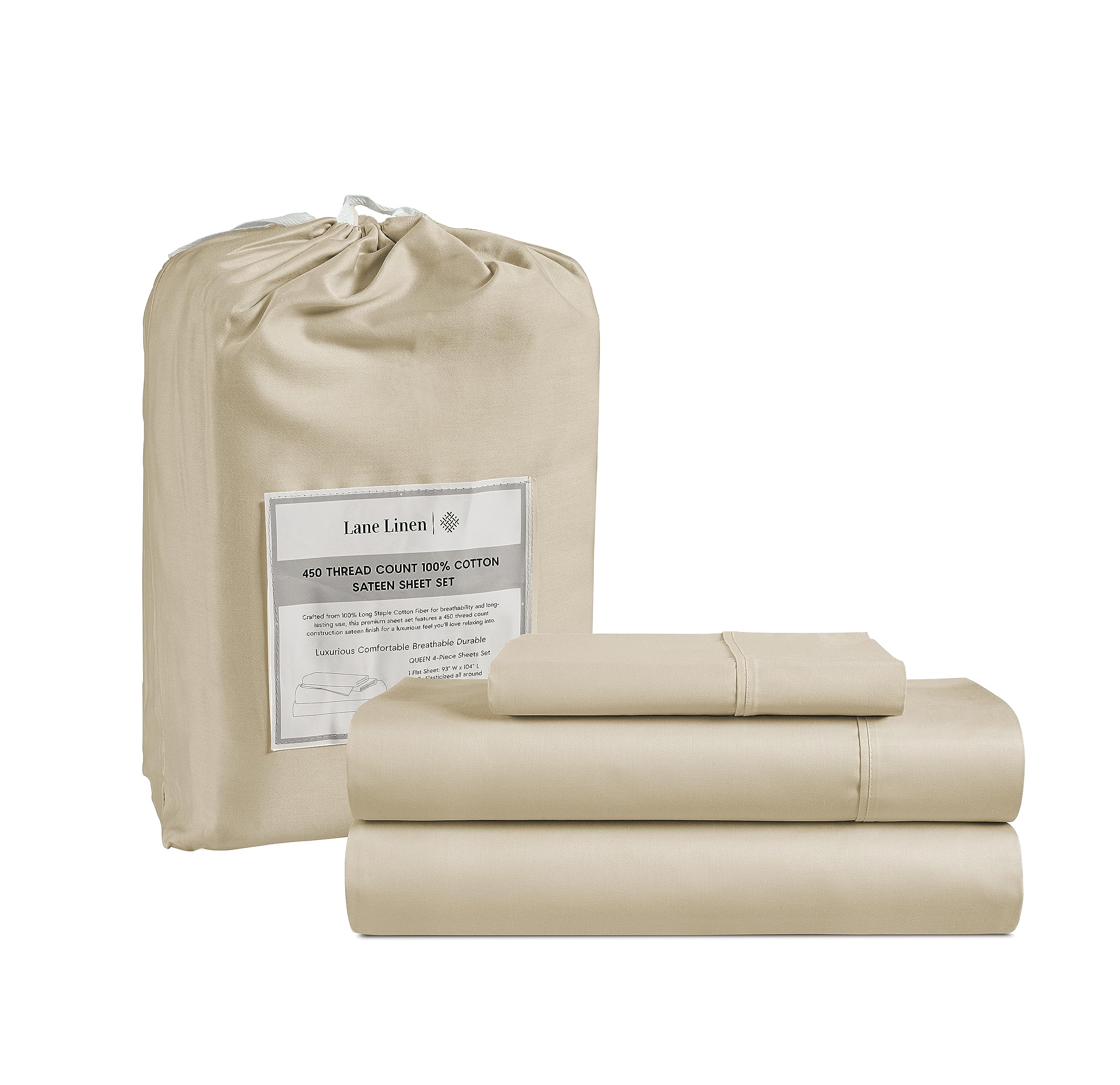 Juego De Sábanas Lane Linen Lane Linen, 450 Hilos, 100% Algodón - Venta Internacional.