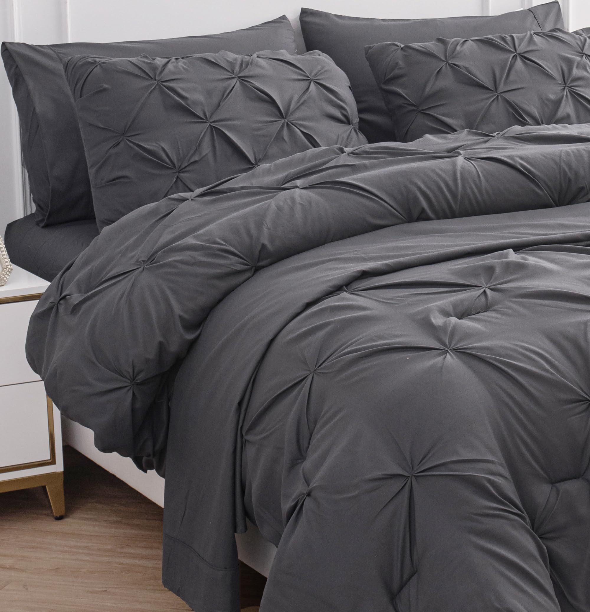 Foto 1 | Juego De Edredón Lane Linen Tamaño King Con Sábanas Y Fundas De Almohada, Color Gris - Venta Internacional.