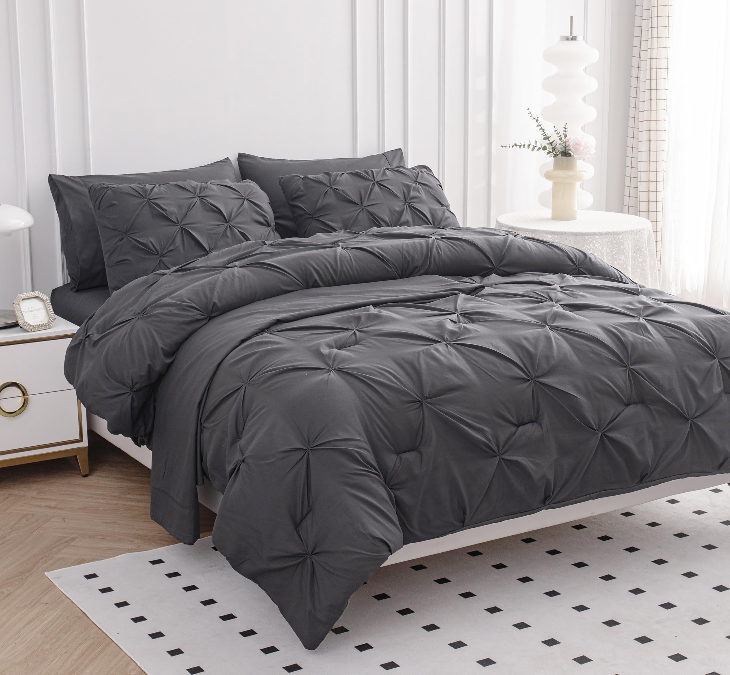 Foto 2 | Juego De Edredón Lane Linen Tamaño King Con Sábanas Y Fundas De Almohada, Color Gris - Venta Internacional.