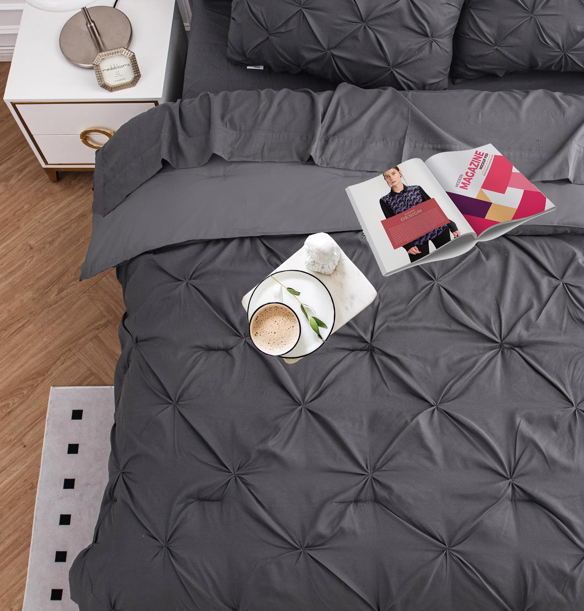 Foto 7 pulgar | Juego De Edredón Lane Linen Tamaño King Con Sábanas Y Fundas De Almohada, Color Gris - Venta Internacional.