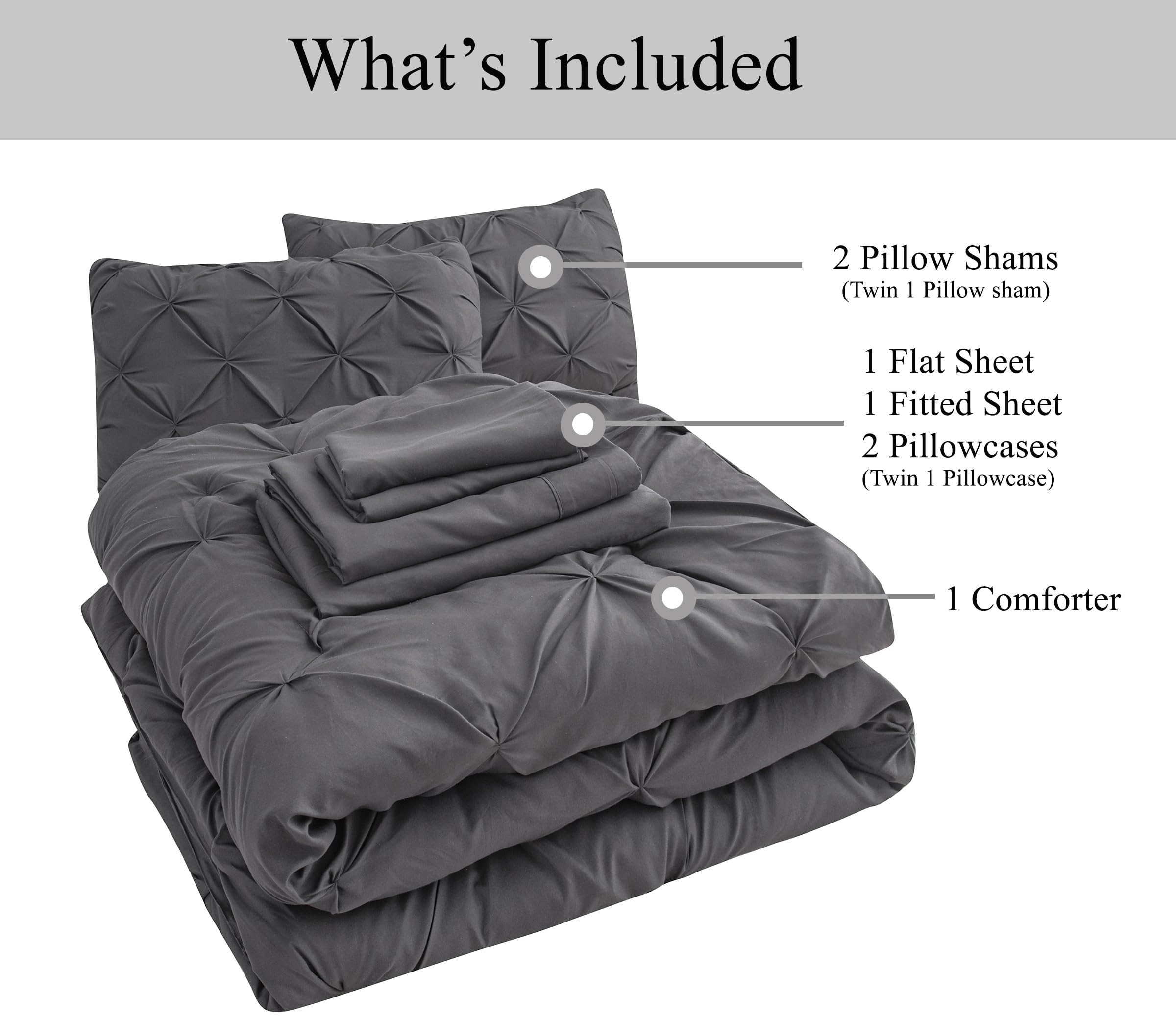Foto 7 | Juego De Edredón Lane Linen Tamaño King Con Sábanas Y Fundas De Almohada, Color Gris - Venta Internacional.