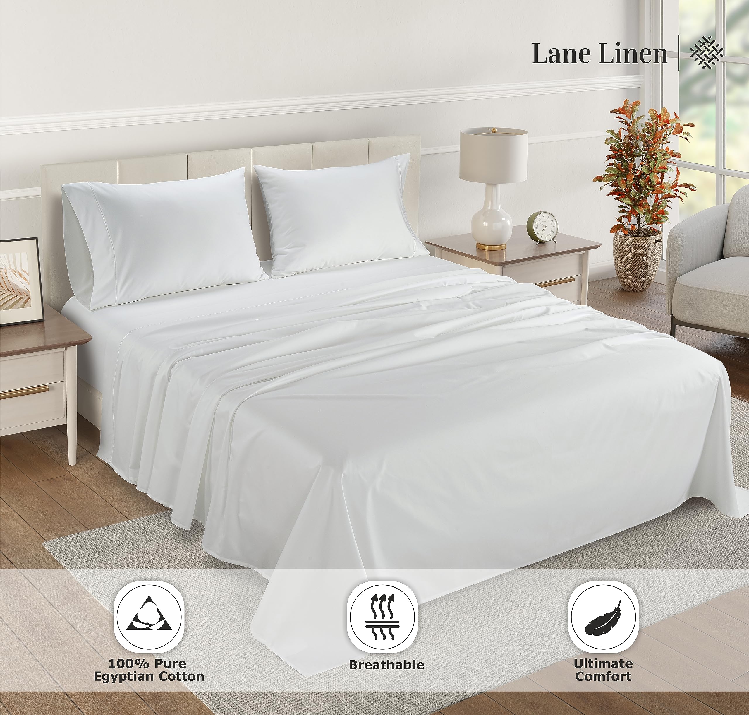 Foto 5 | Juego De Sábanas Lane Linen, 100% Algodón Egipcio, 1200 Hilos, Tamaño Completo - Venta Internacional.