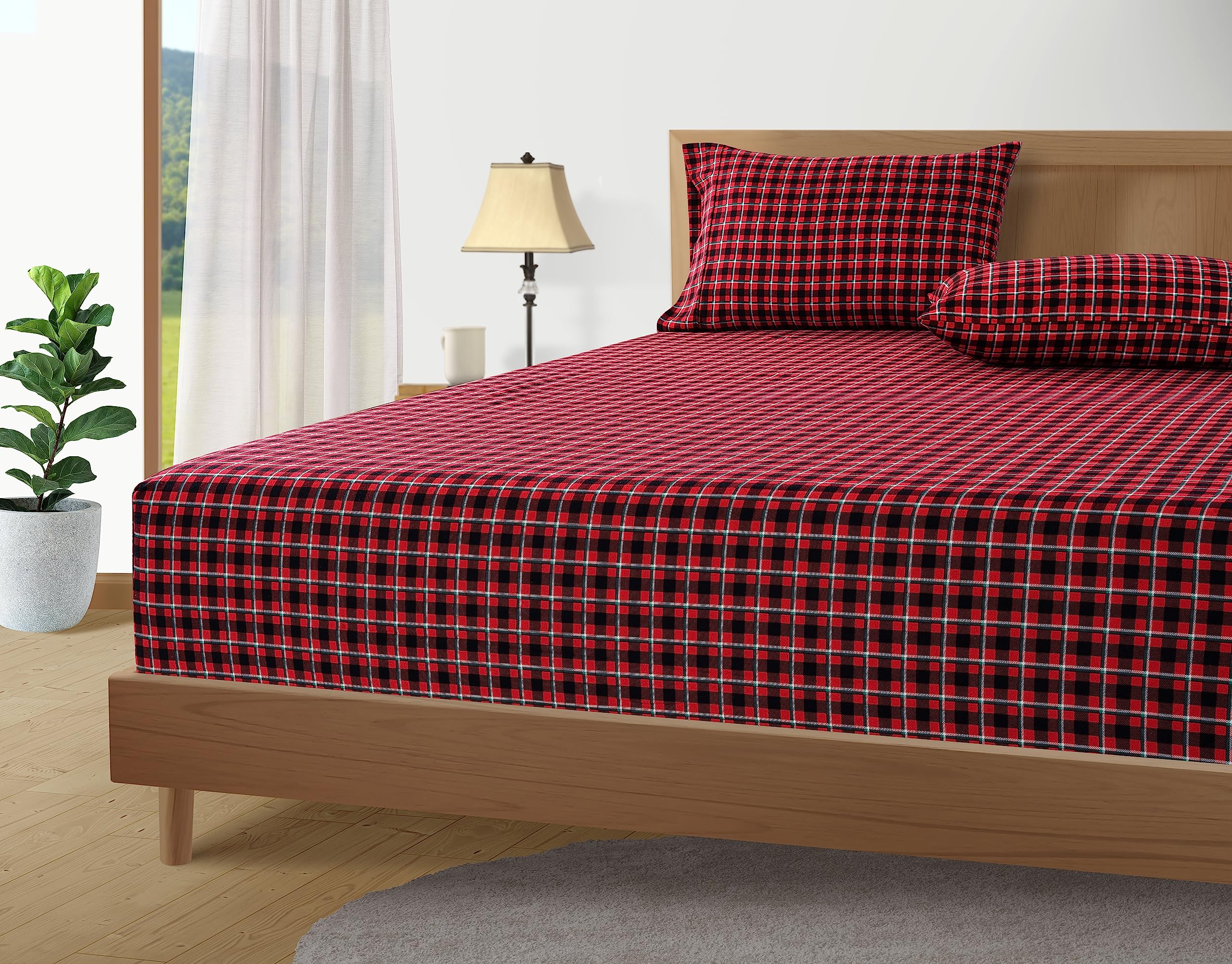 Foto 4 pulgar | Juego De Sábanas De Franela Lane Linen, 100% Algodón, Tamaño Queen, Rojo - Venta Internacional.