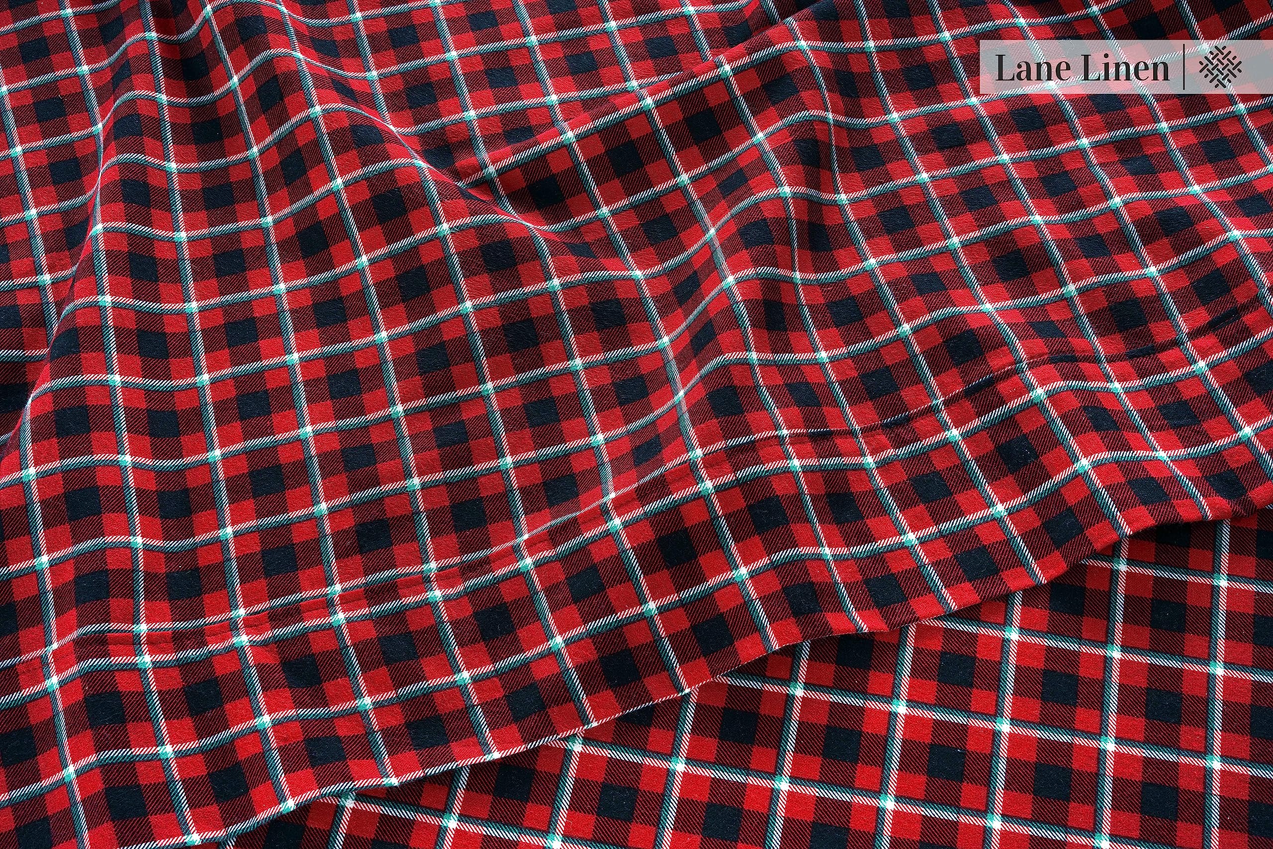 Foto 6 pulgar | Juego De Sábanas De Franela Lane Linen, 100% Algodón, Tamaño Queen, Rojo - Venta Internacional.