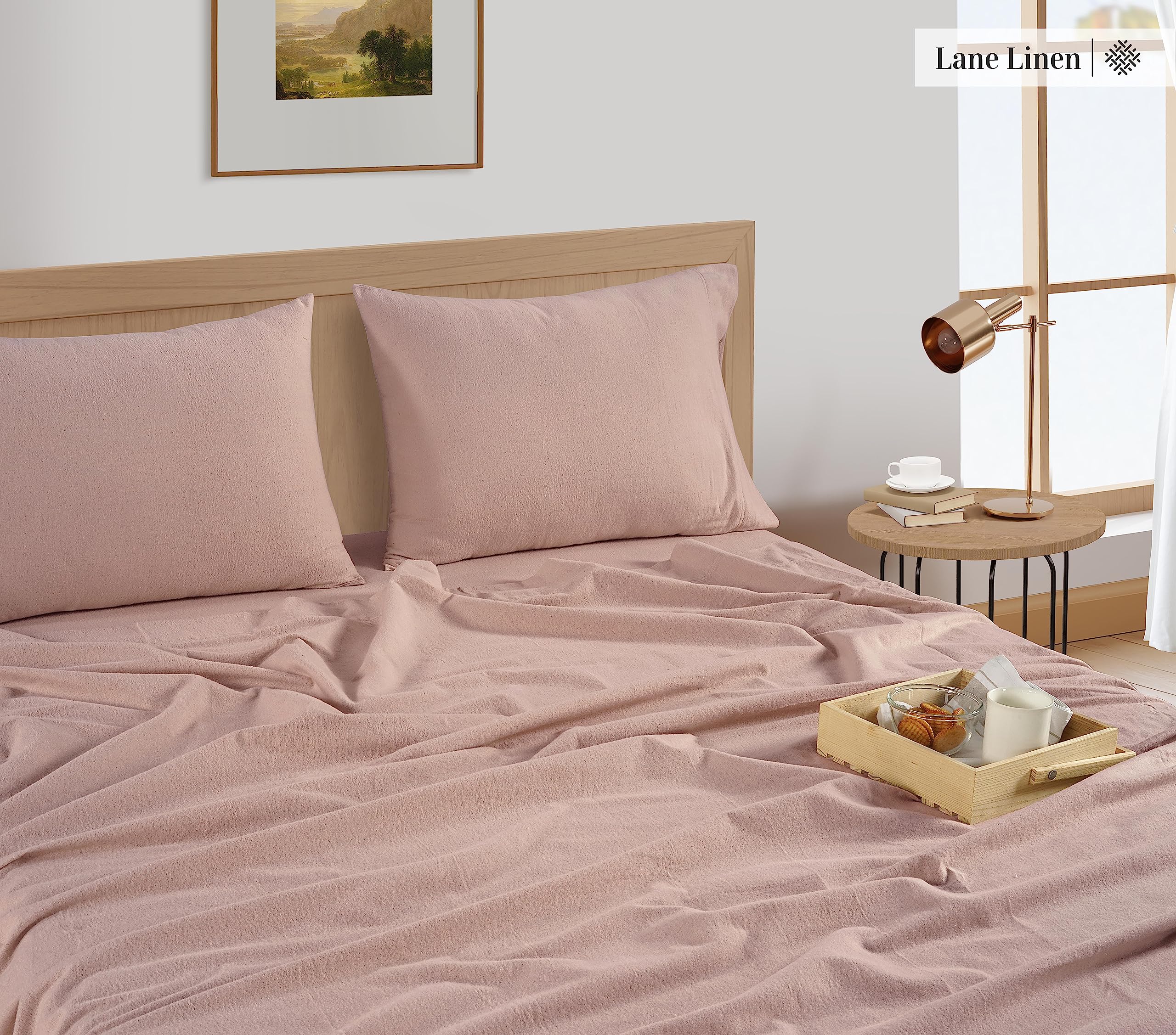 Foto 4 pulgar | Juego De Sábanas De Franela Lane Linen, 100% Algodón, Tamaño Queen Size, Color Sepia Rosa - Venta Internacional.