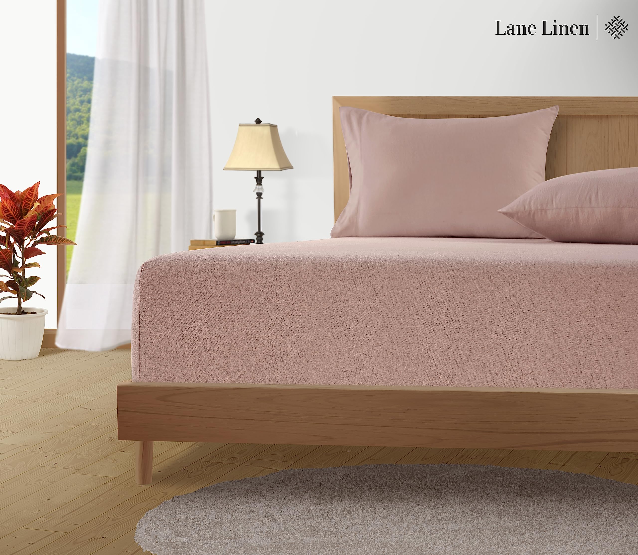 Foto 4 | Juego De Sábanas De Franela Lane Linen, 100% Algodón, Tamaño Queen Size, Color Sepia Rosa - Venta Internacional.