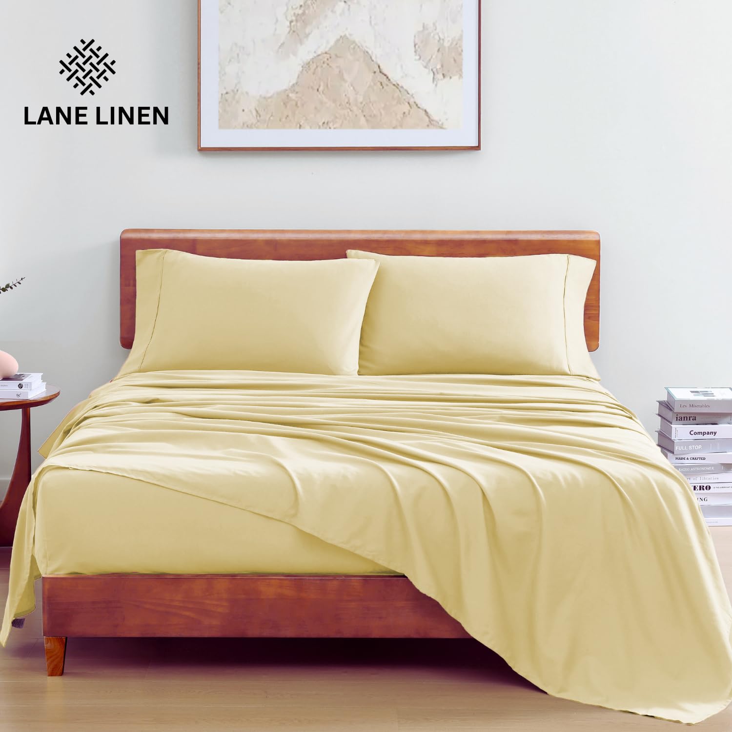 Foto 2 | Juego De Sábanas Lane Linen 100% Algodón Orgánico Twin Xl Vanilla - Venta Internacional.