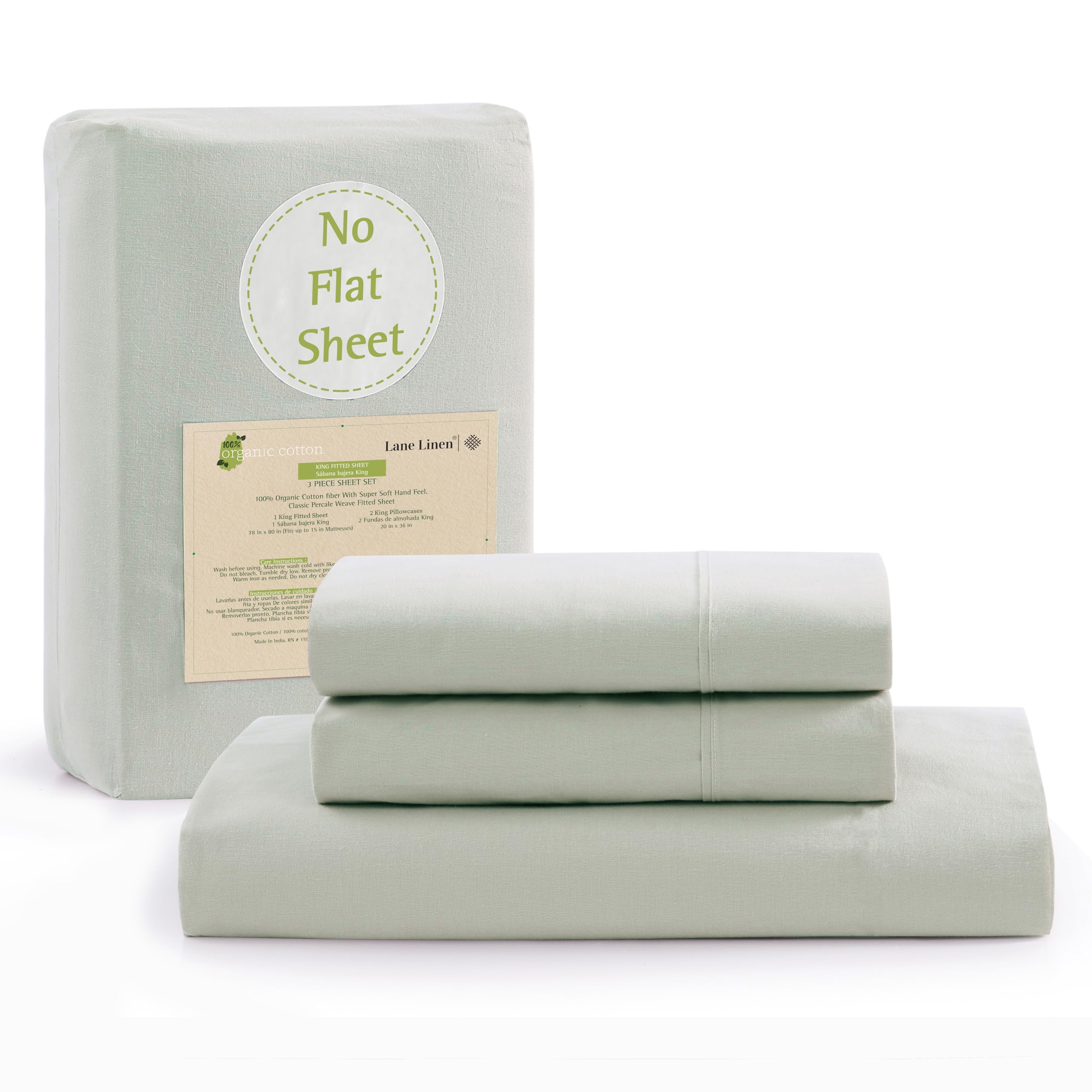 Foto 1 | Sábana Bajera Lane Linen King Size, 100% Algodón Orgánico Mineral - Venta Internacional.