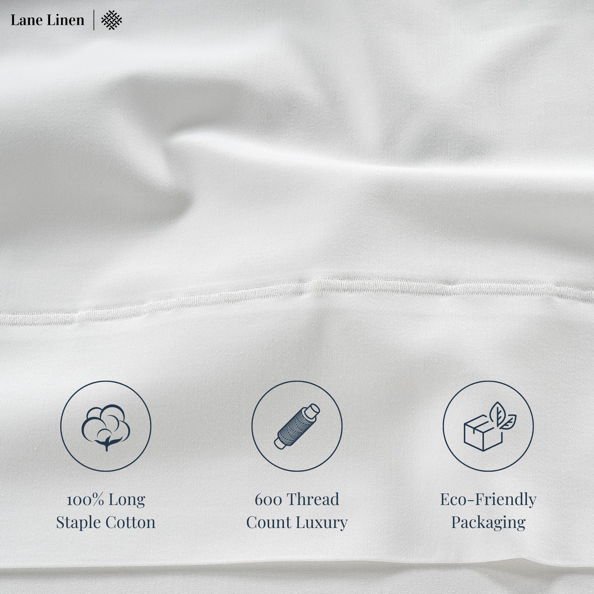 Foto 5 | Juego De Sábanas Lane Linen Lane Linen, Blanco, 600 Hilos, Tamaño King, 4 Unidades - Venta Internacional.