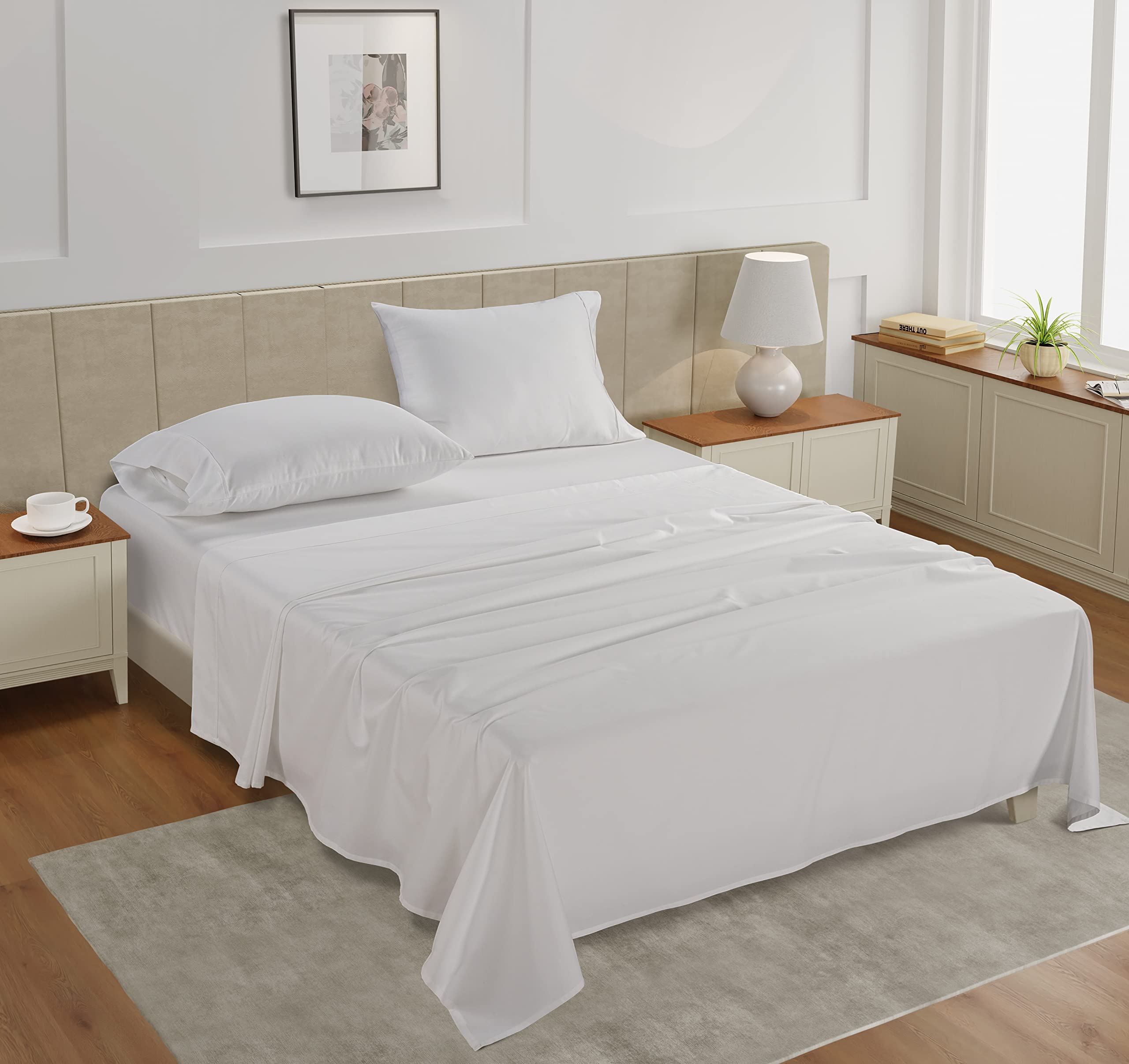 Foto 2 | Juego De Sábanas Lane Linen Twin Xl 450tc 100% Algodón Blanco - Venta Internacional.