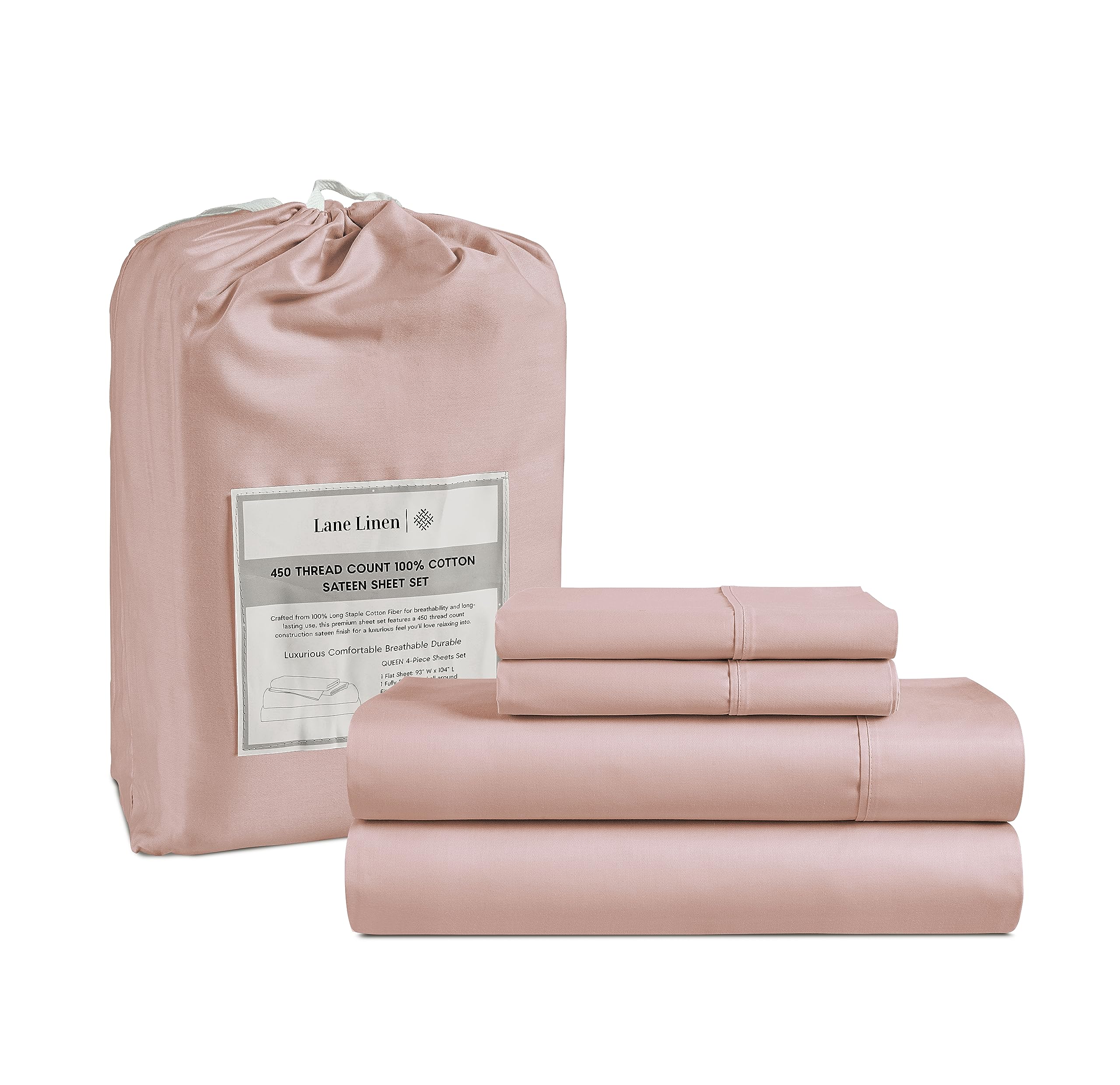 Juego De Sábanas Lane Linen, Tamaño King, 450 Hilos, 100% Algodón - Venta Internacional.