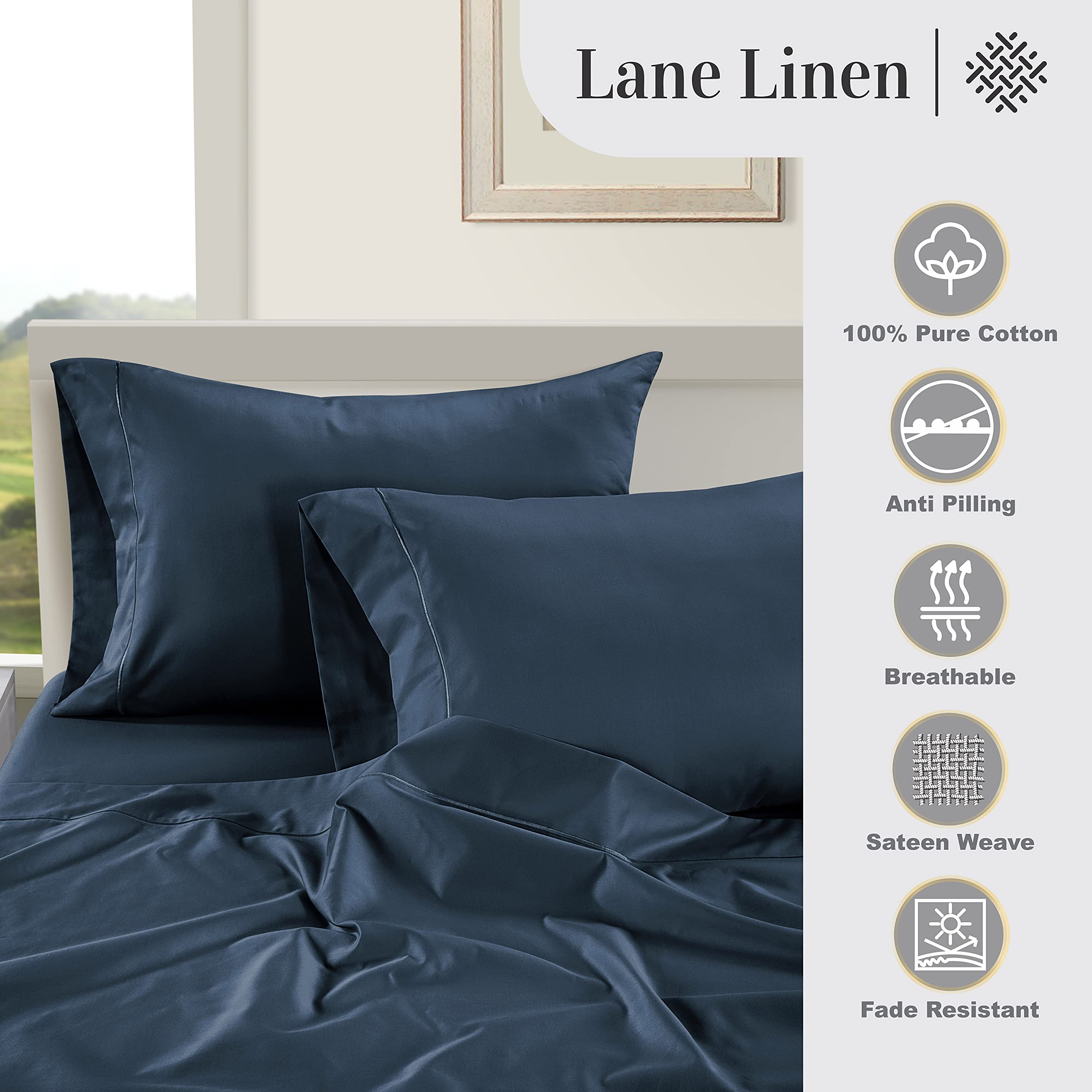 Foto 5 | Sábanas Lane Linen De Lujo, 100% Algodón Egipcio, 1000 Hilos, Completas - Venta Internacional.