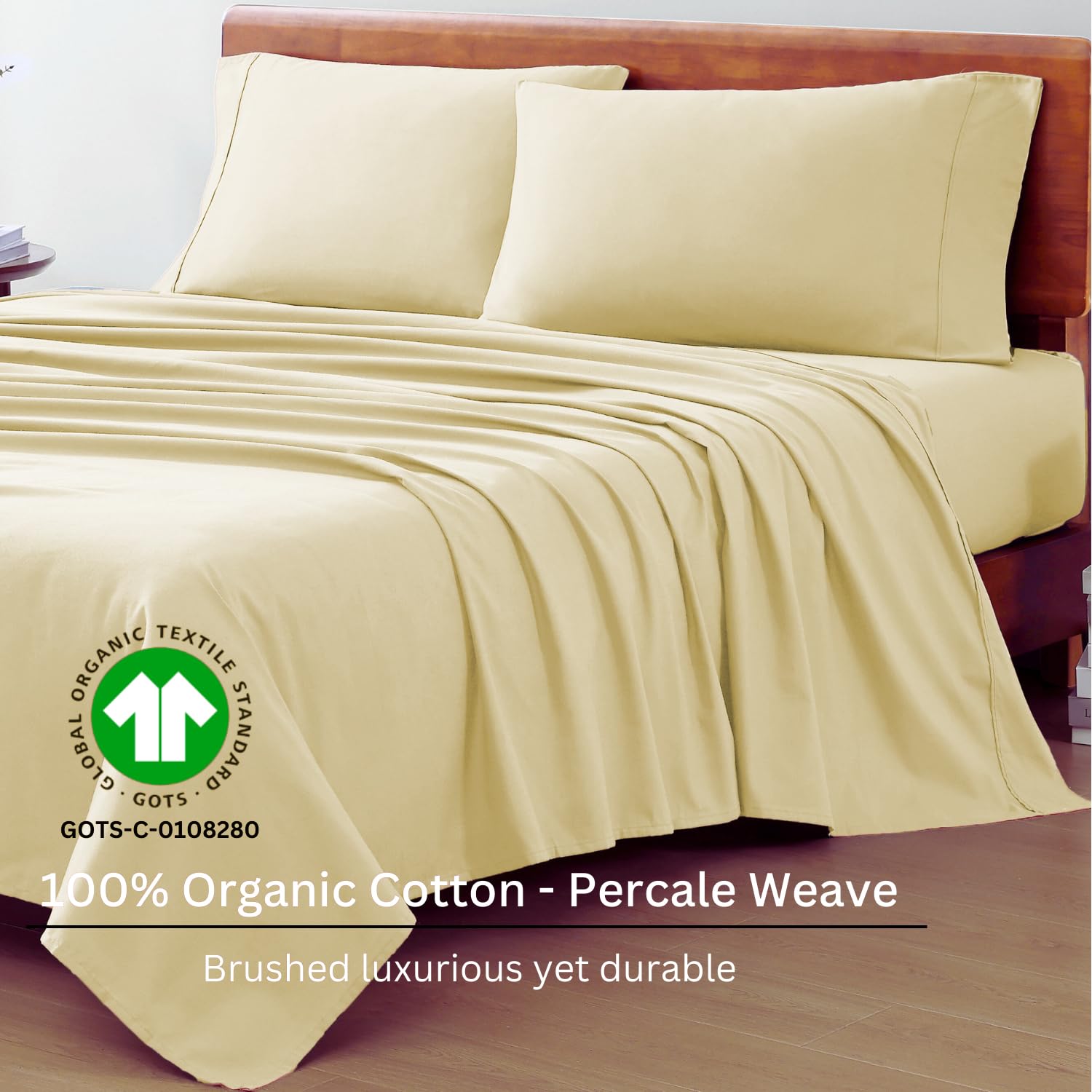 Foto 4 pulgar | Sábanas Lane Linen King Size, 100% Algodón Orgánico, Vainilla - Venta Internacional.