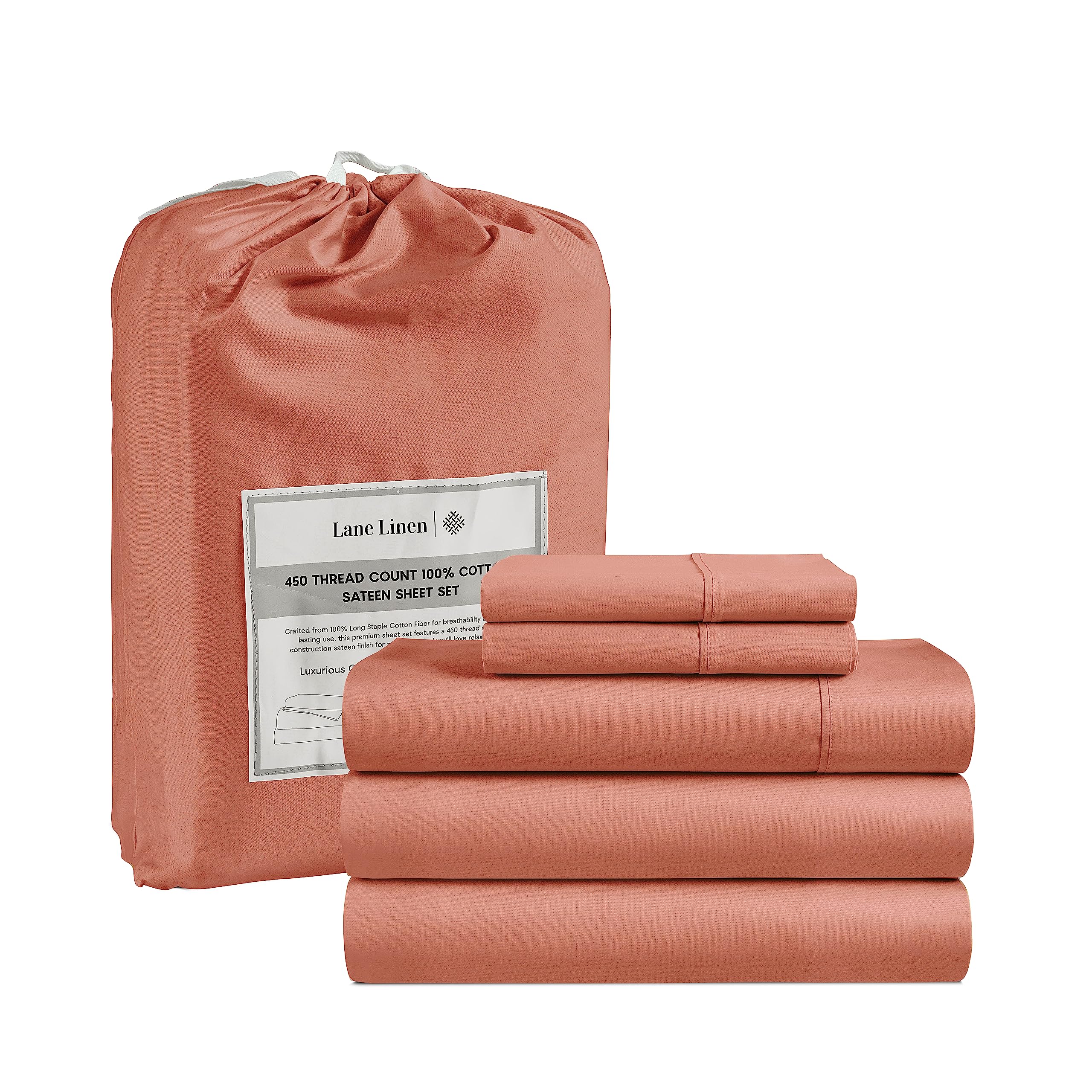 Juego De Sábanas Lane Linen Split King, 100% Algodón, 450 Hilos, Rose Dawn - Venta Internacional.