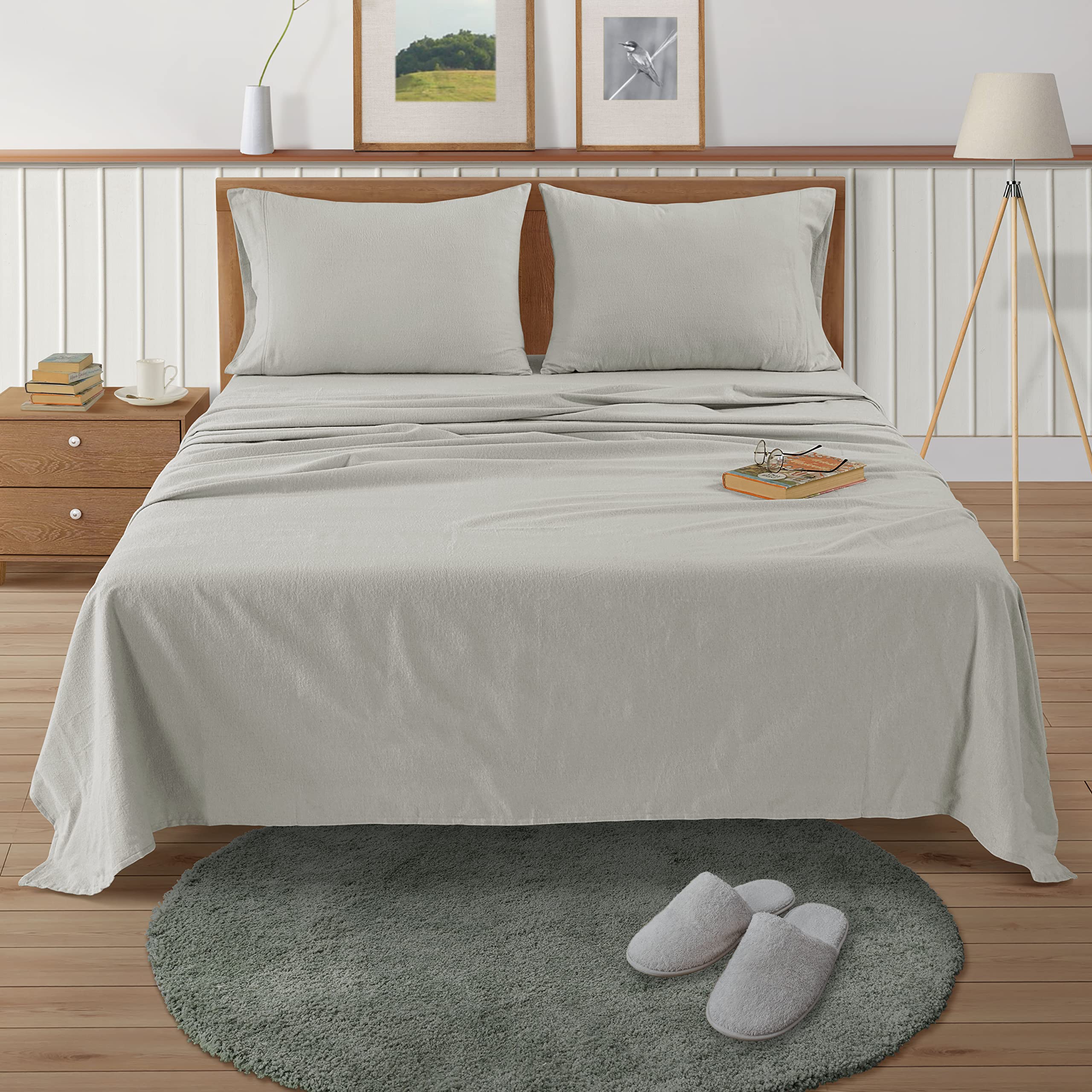 Foto 2 | Juego De Sábanas De Franela Lane Linen, 100% Algodón, Tamaño King, Mineral - Venta Internacional.