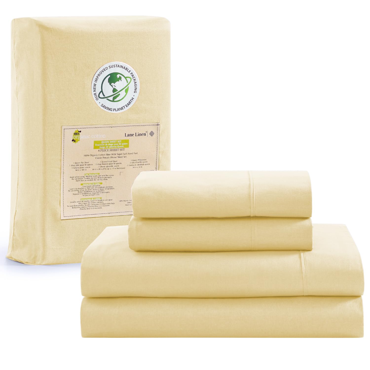 Foto 1 | Juego De Sábanas Lane Linen Tamaño Queen, 100% Algodón Orgánico - Venta Internacional.