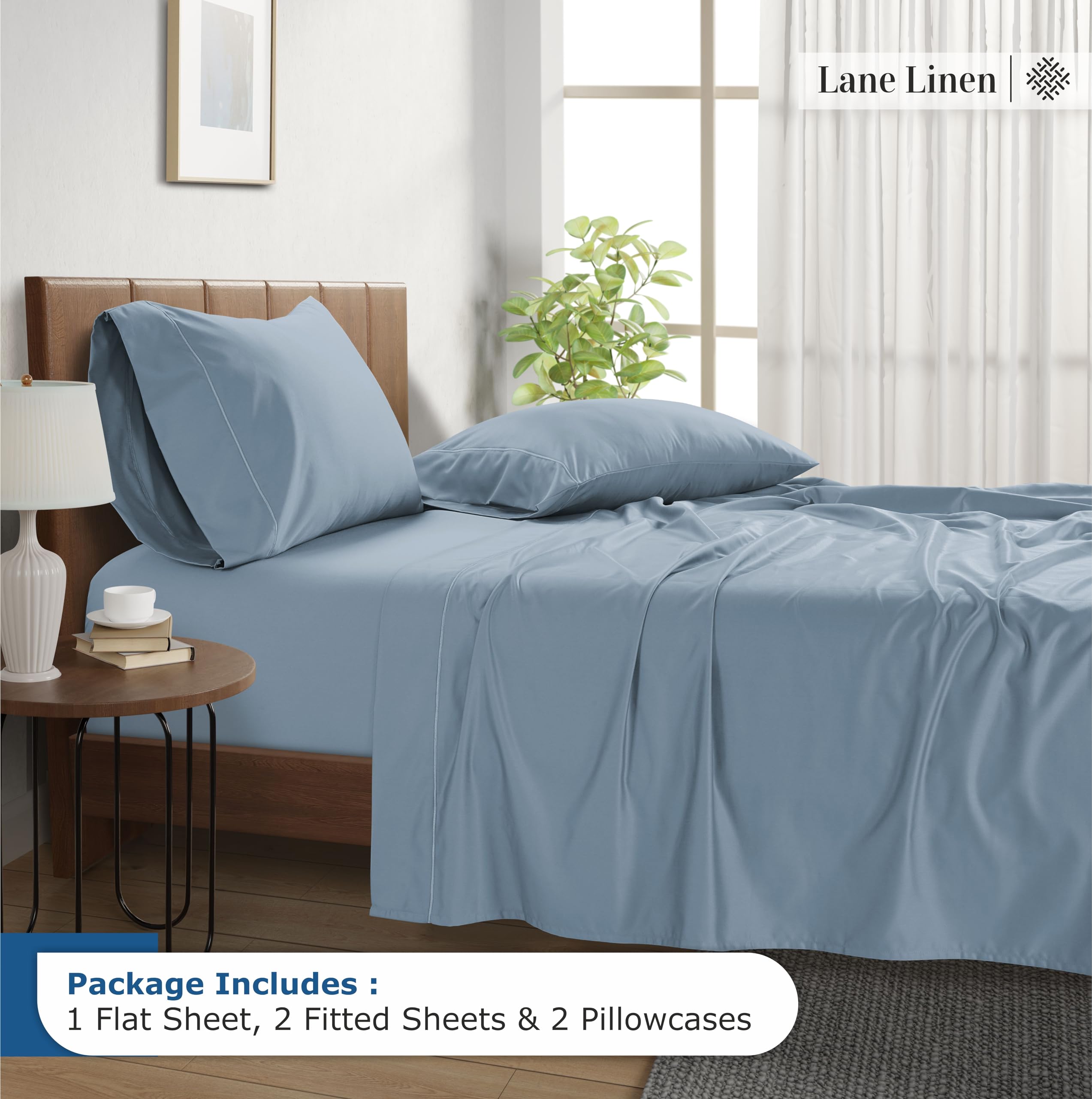Foto 3 | Juego De Sábanas Lane Linen, 100% Algodón Egipcio, 1500 Hilos, King Split - Venta Internacional.