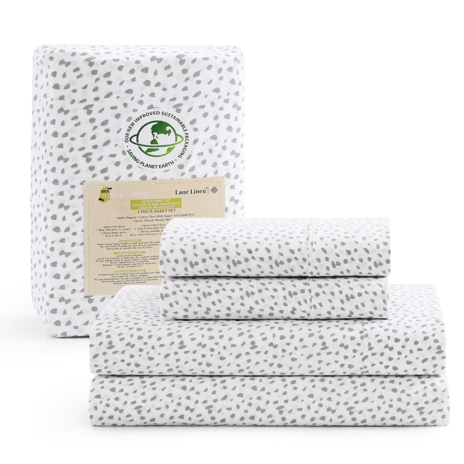 Foto 1 | Juego De Sábanas Lane Linen, 100% Algodón Orgánico, Tamaño Completo, 4 Piezas - Venta Internacional.