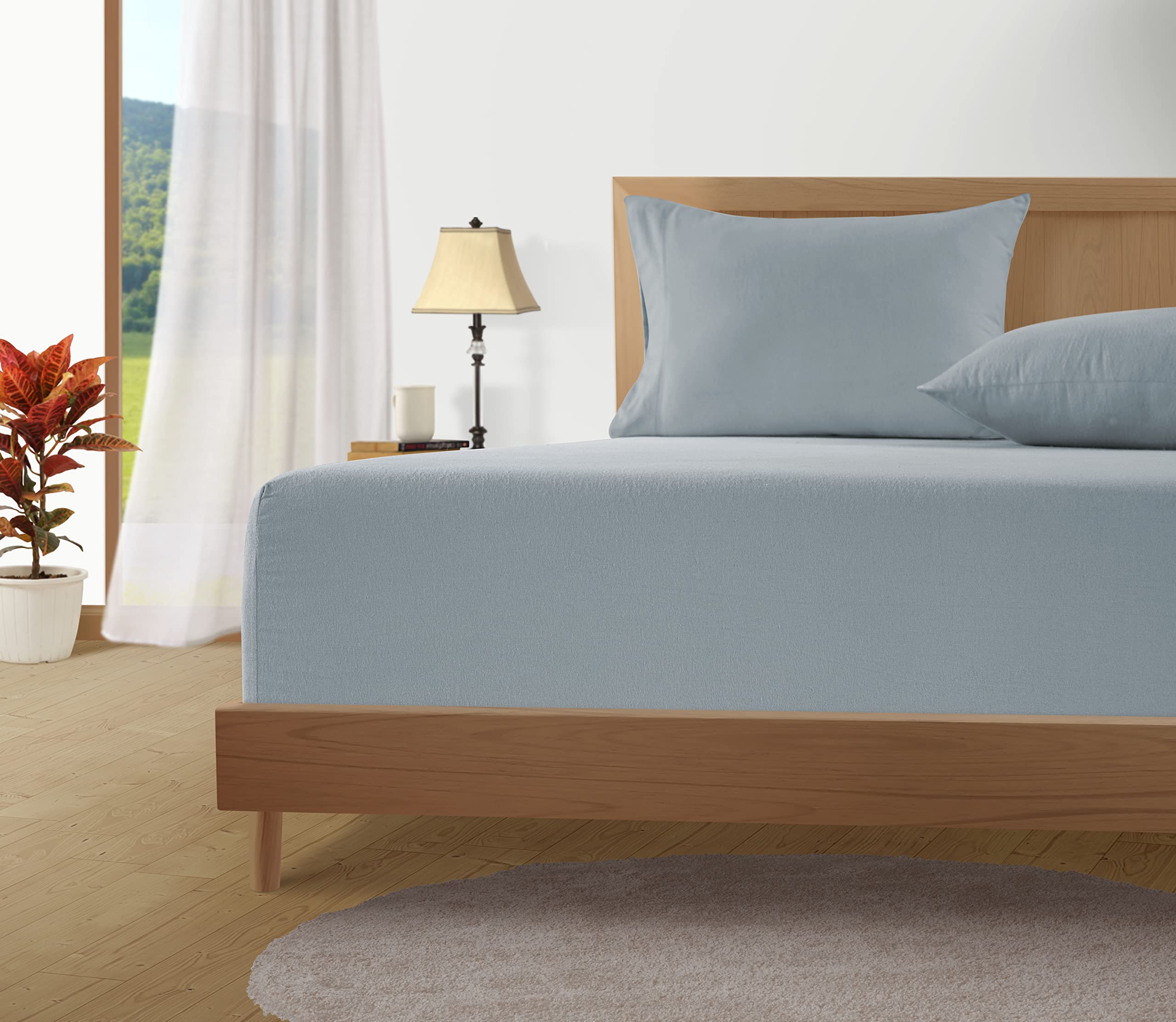 Foto 3 | Juego De Sábanas De Franela Lane Linen, 100% Algodón, Color Azul Francés - Venta Internacional.