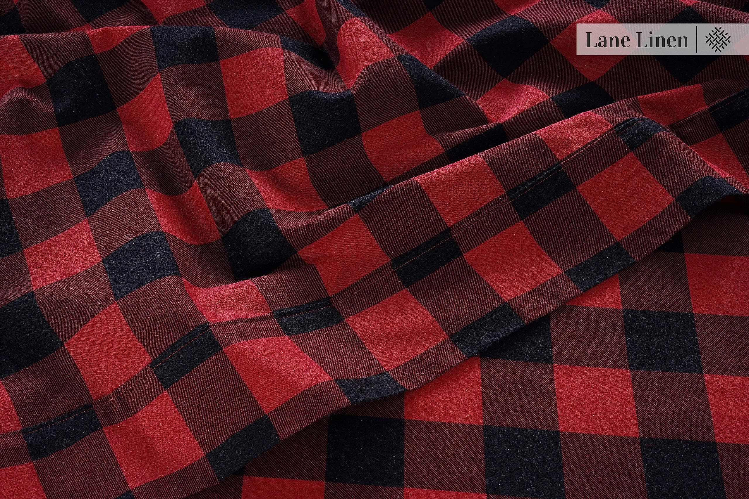 Foto 6 pulgar | Juego De Sábanas De Franela Lane Linen, 100% Algodón, Tamaño King, Rojo - Venta Internacional.