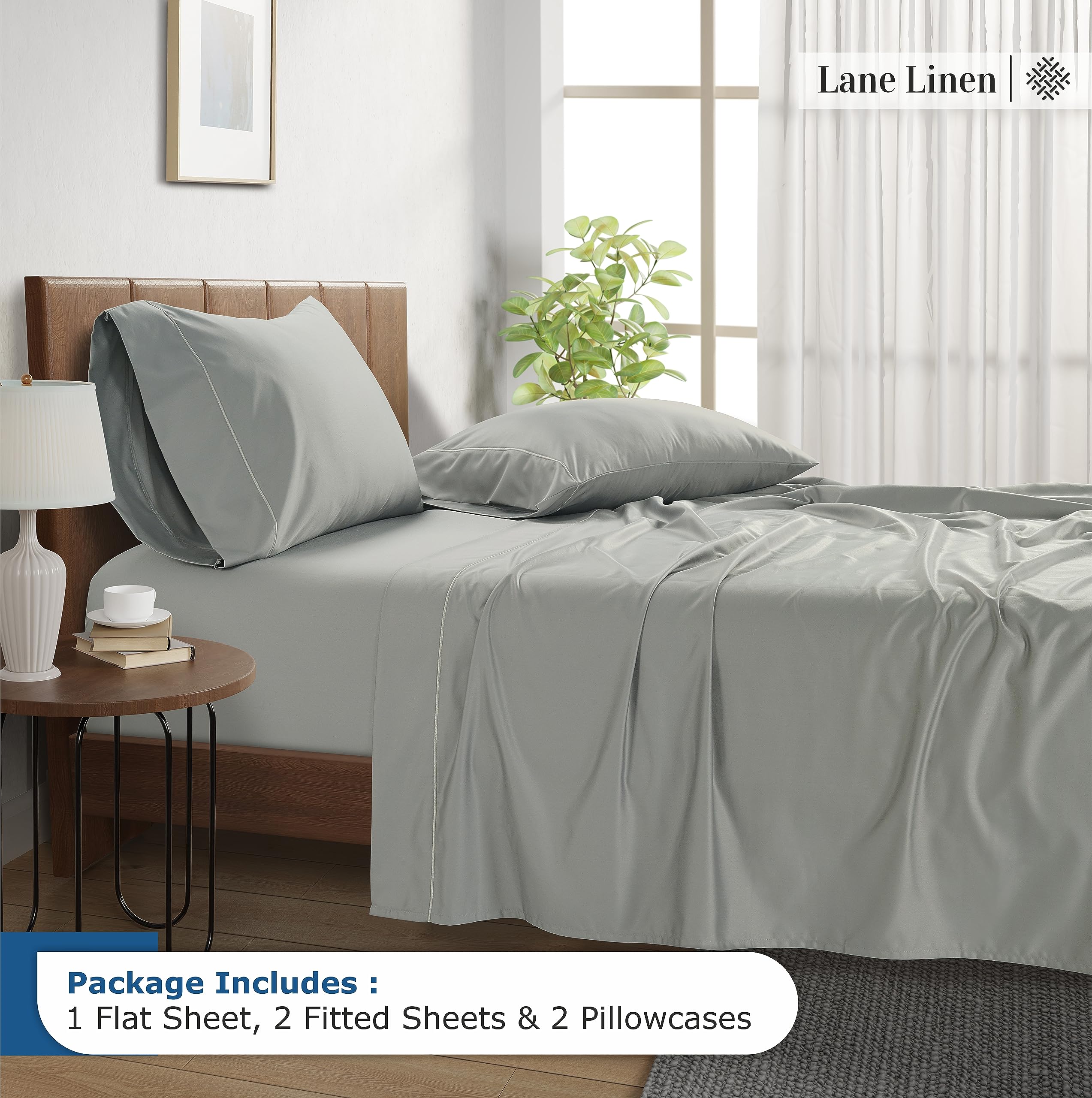 Foto 3 | Juego De Sábanas Lane Linen, 100% Algodón Egipcio, Cama King Split - Venta Internacional.