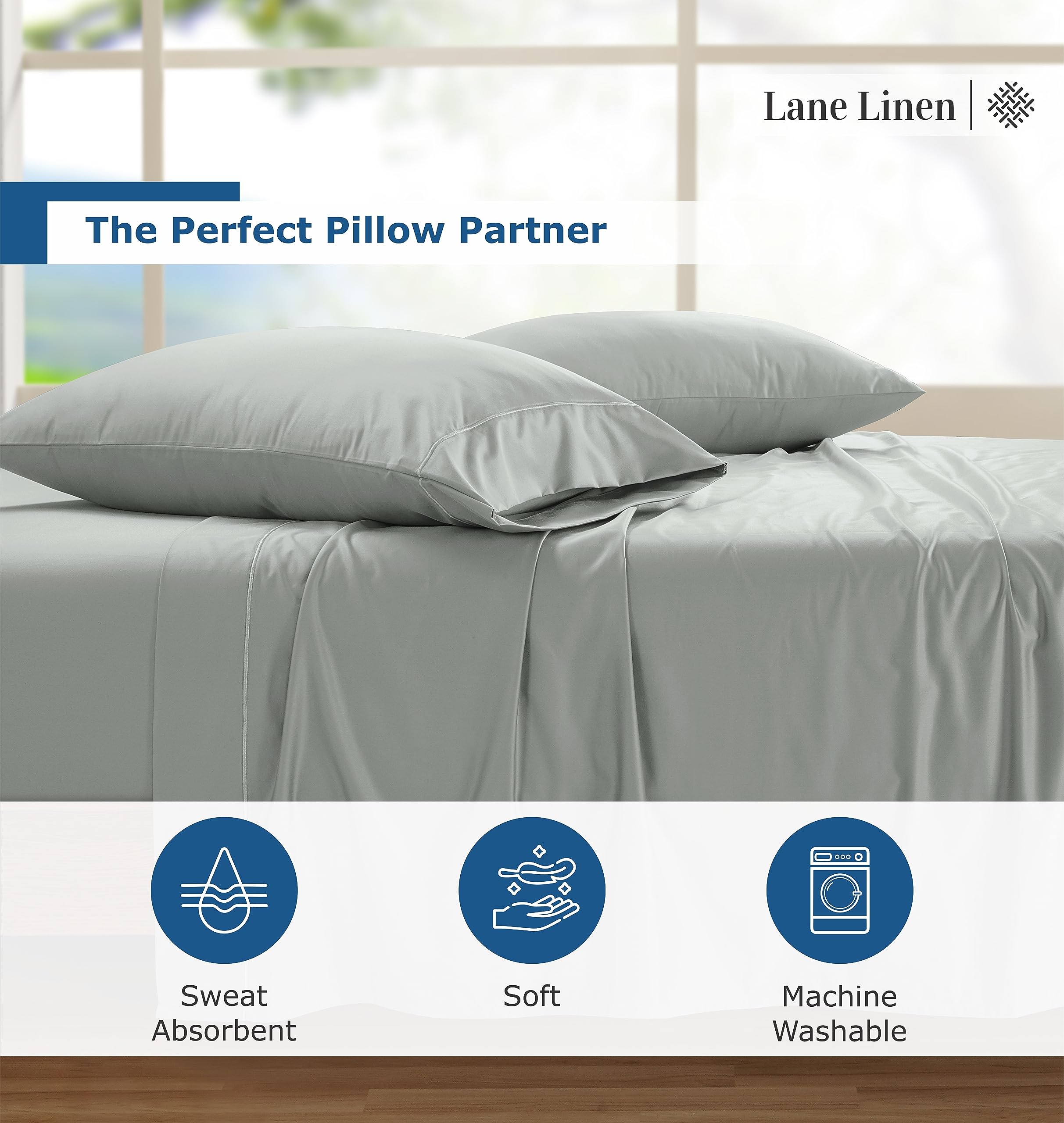 Foto 7 | Juego De Sábanas Lane Linen, 100% Algodón Egipcio, Cama King Split - Venta Internacional.