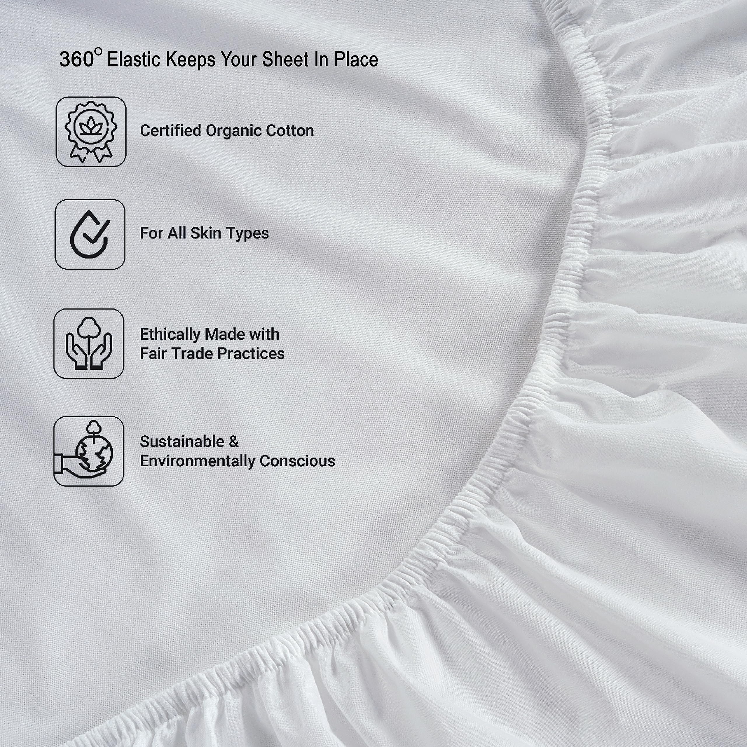 Foto 6 | Juego De Sábanas Lane Linen, 100% Algodón Orgánico, Color Blanco Completo (paquete De 2) - Venta Internacional.