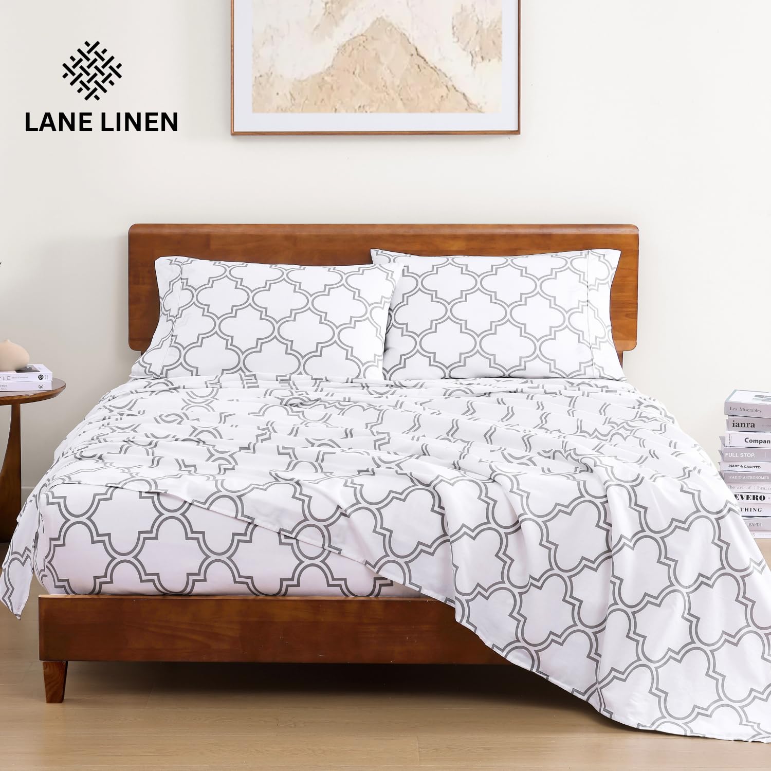 Foto 2 | Juego De Sábanas Lane Linen, 100% Algodón Orgánico, Tamaño Completo, 4 Piezas - Venta Internacional.