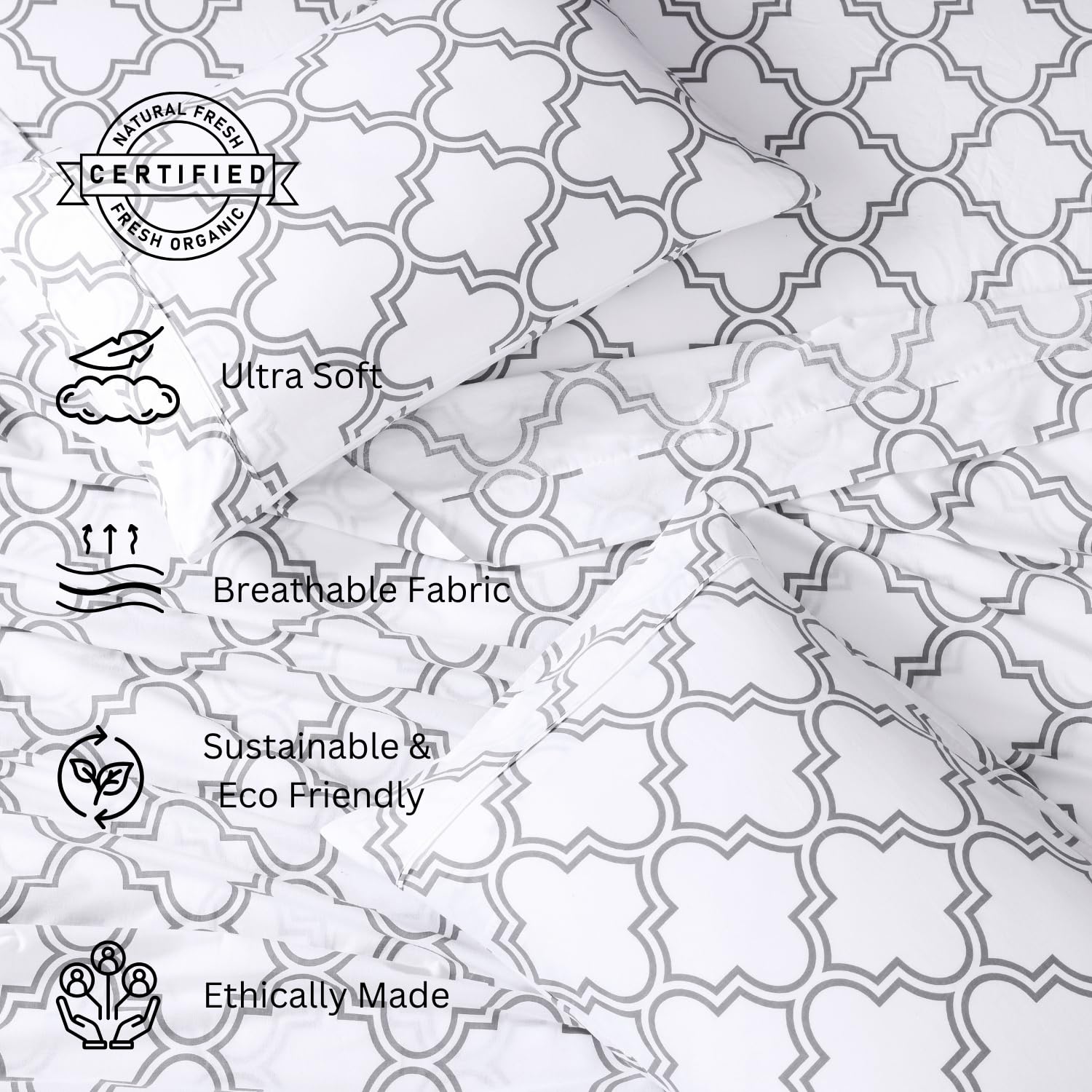 Foto 4 | Juego De Sábanas Lane Linen, 100% Algodón Orgánico, Tamaño Completo, 4 Piezas - Venta Internacional.