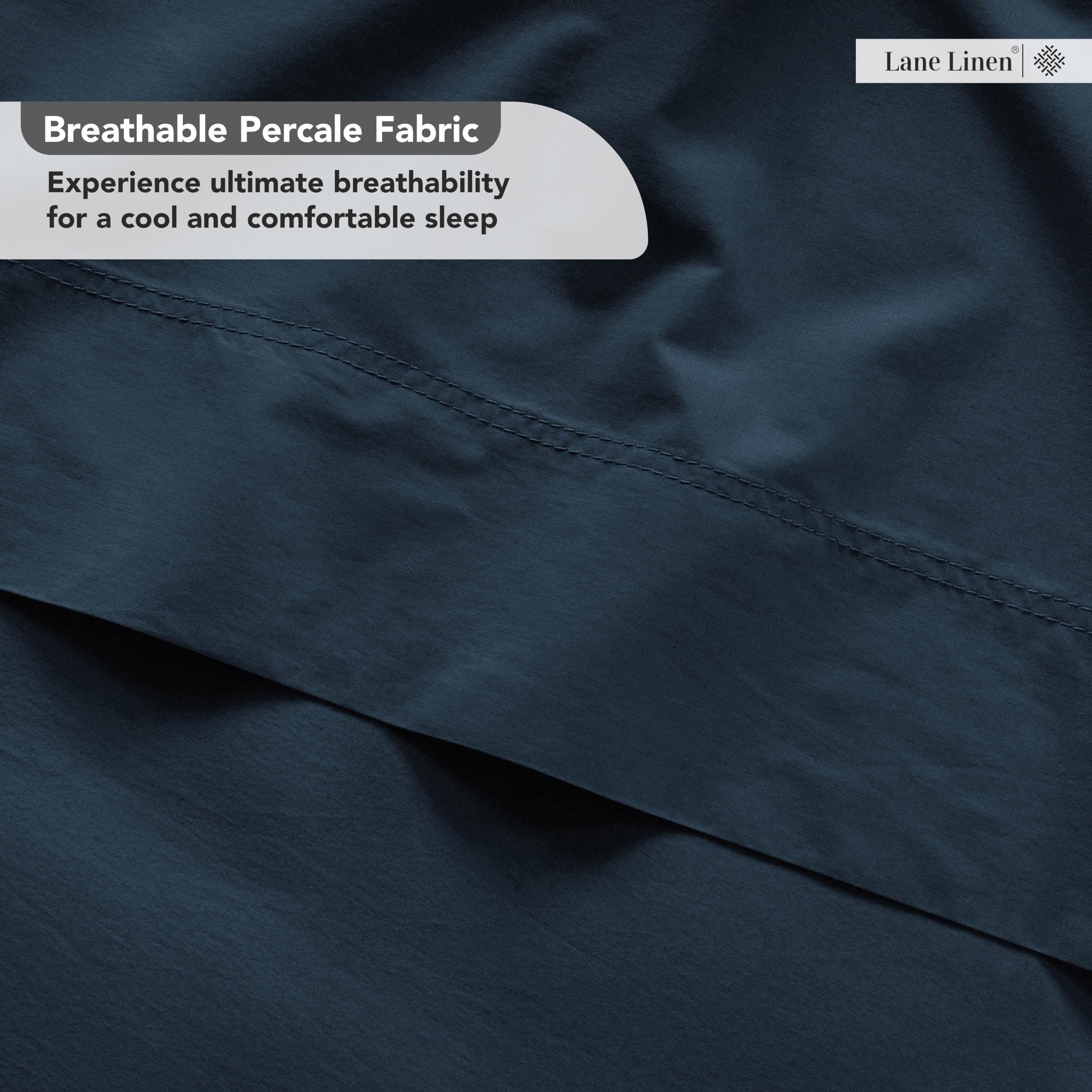 Foto 6 | Sábanas Lane Linen Twin, 100% Algodón, Prelavadas, Color Azul Marino - Venta Internacional.
