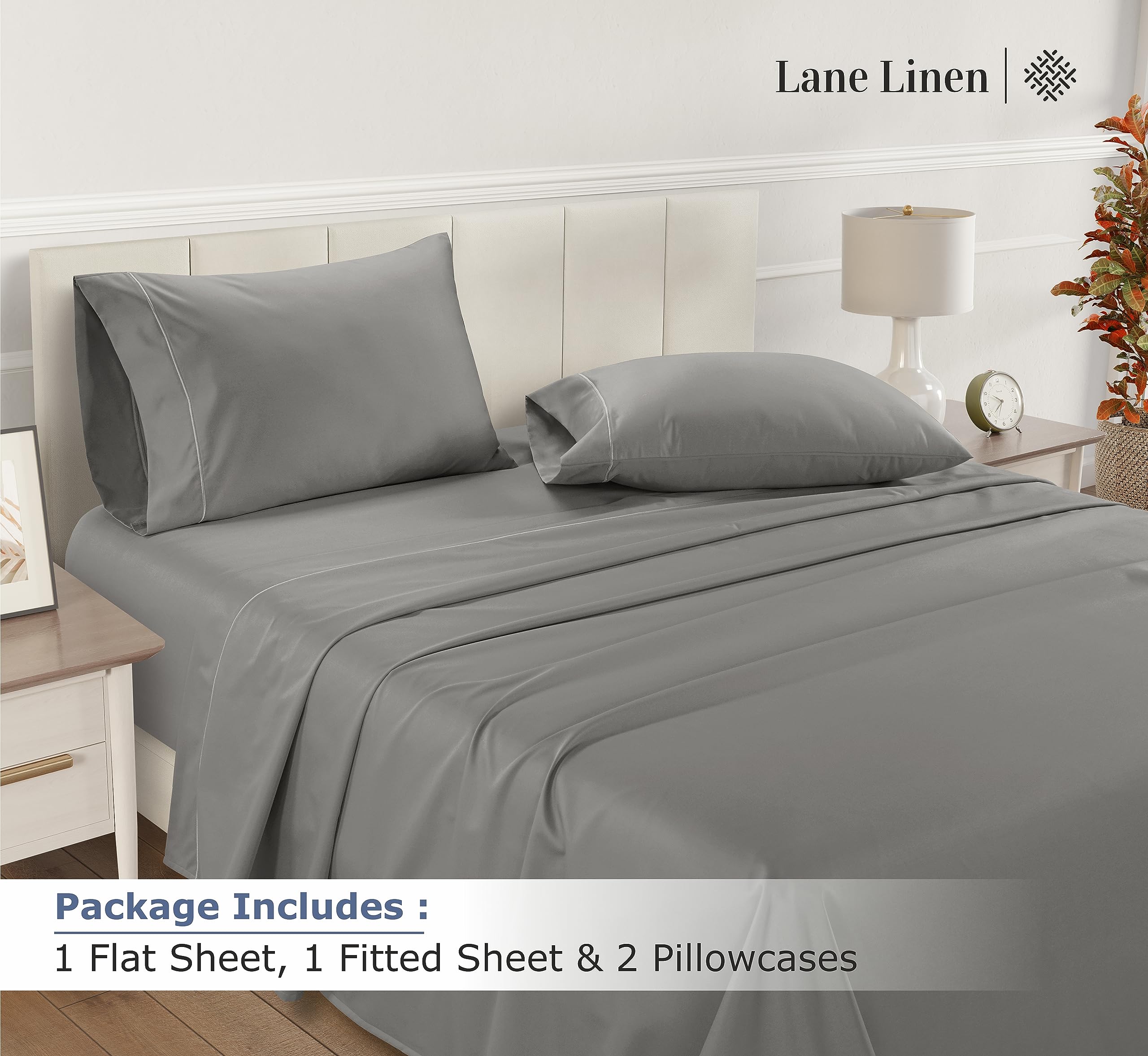 Foto 3 | Juego De Sábanas Lane Linen, 100% Algodón Egipcio, 1200 Hilos, Tamaño King - Venta Internacional.