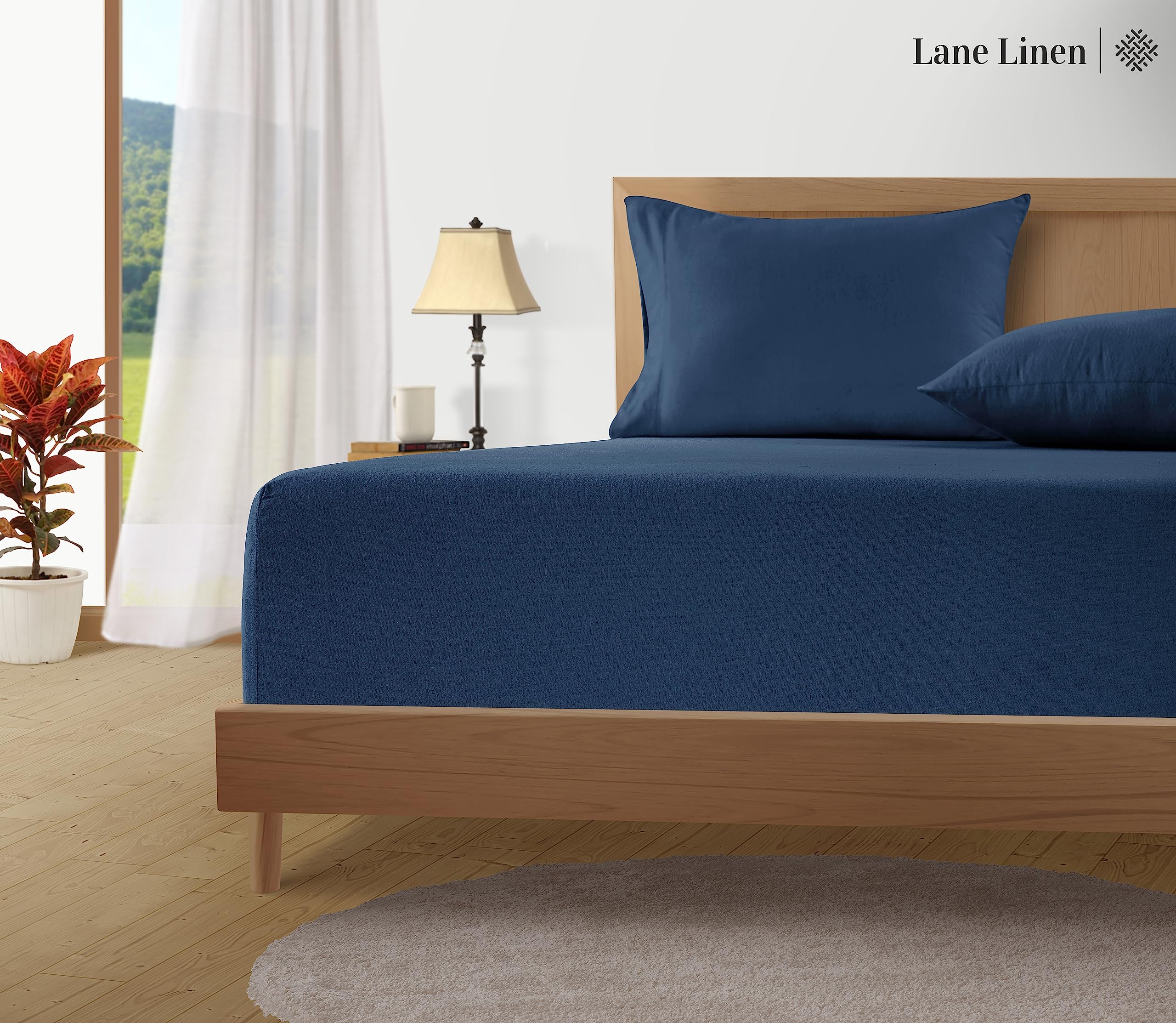 Foto 4 pulgar | Juego De Sábanas De Franela Lane Linen, 100% Algodón, Twin Xl Estate Blue - Venta Internacional.