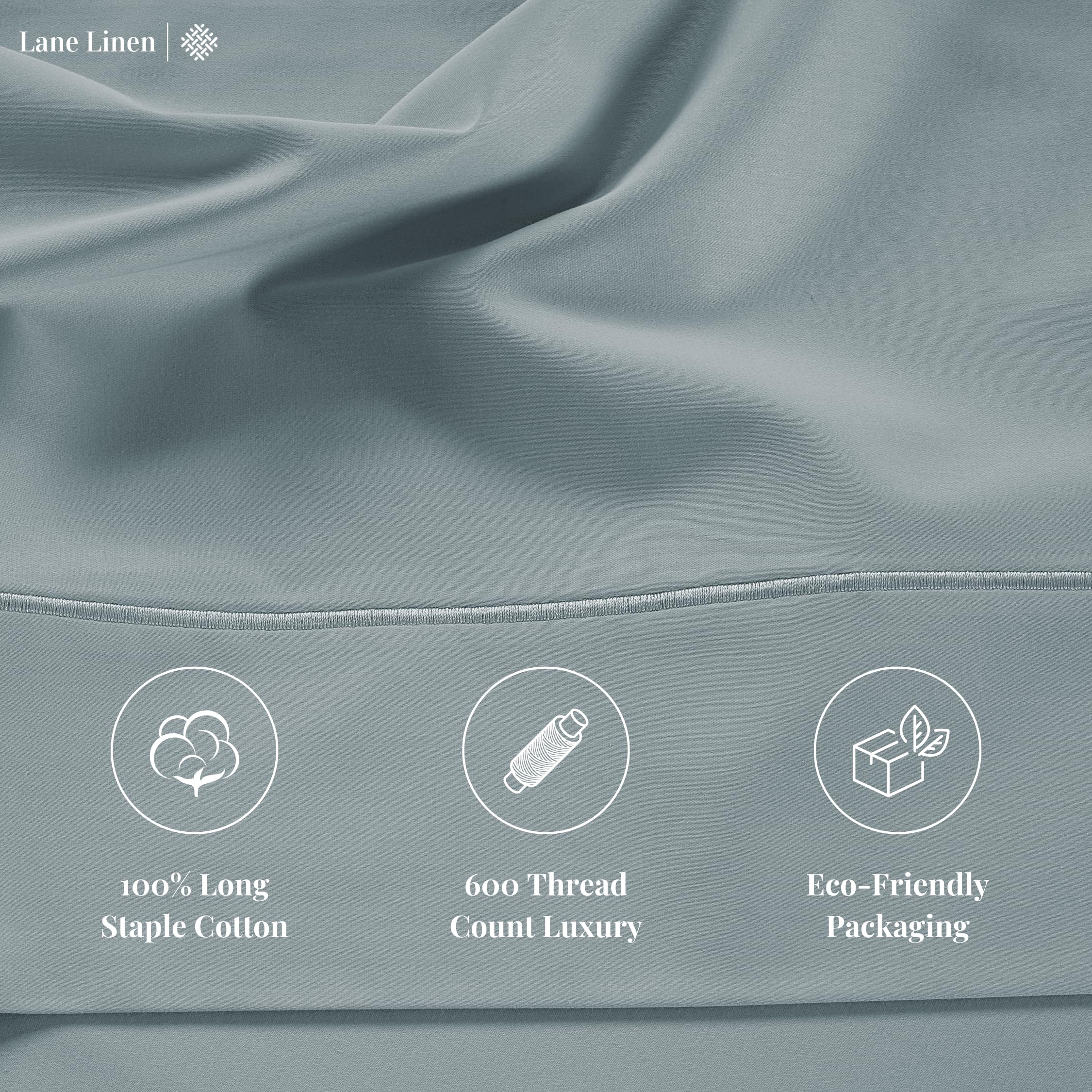 Foto 5 | Juego De Sábanas Lane Linen Lane Linen Queen 600tc 100% Algodón Azul - Venta Internacional.
