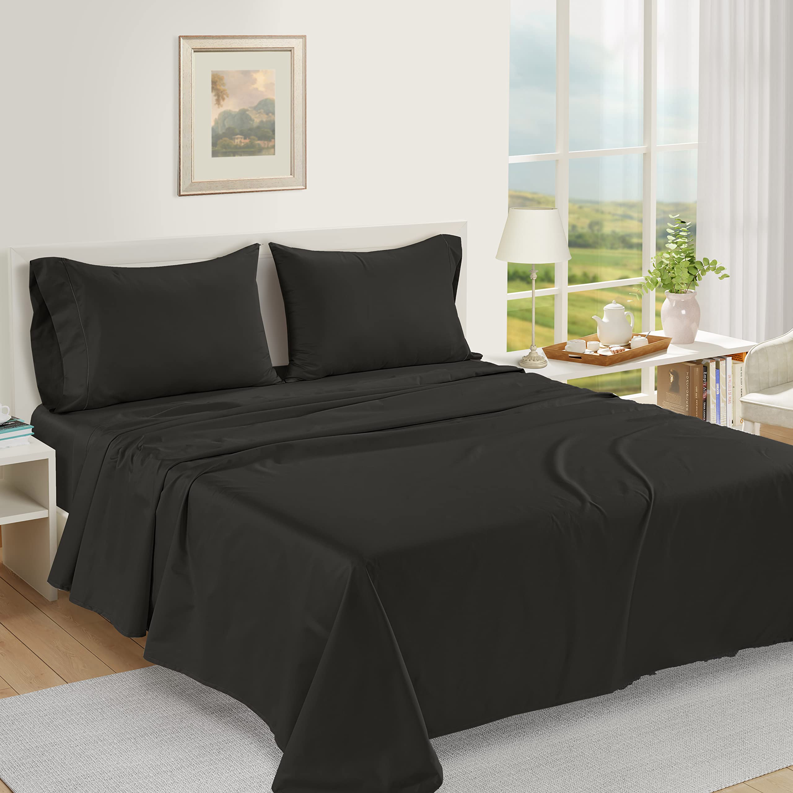 Foto 3 pulgar | Sábanas Lane Linen, 100% Algodón Egipcio, 1000 Hilos, Color Negro - Venta Internacional.