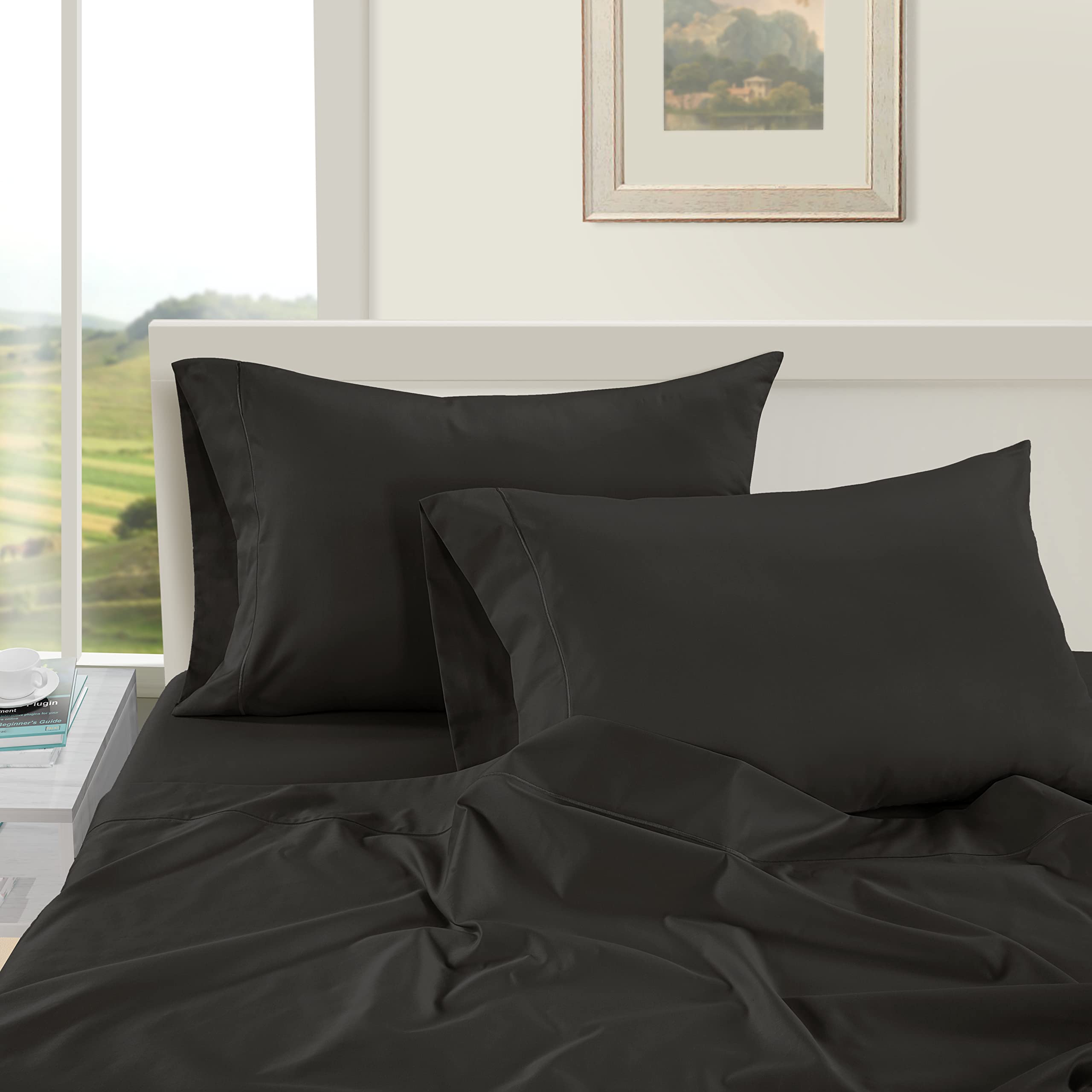 Foto 4 pulgar | Sábanas Lane Linen, 100% Algodón Egipcio, 1000 Hilos, Color Negro - Venta Internacional.
