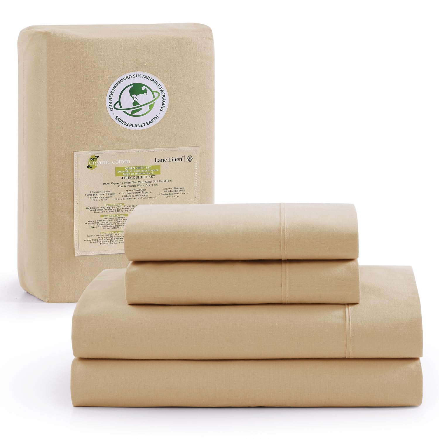 Juego De Sábanas Lane Linen 100% Algodón Orgánico Twin Xl Linen - Venta Internacional.