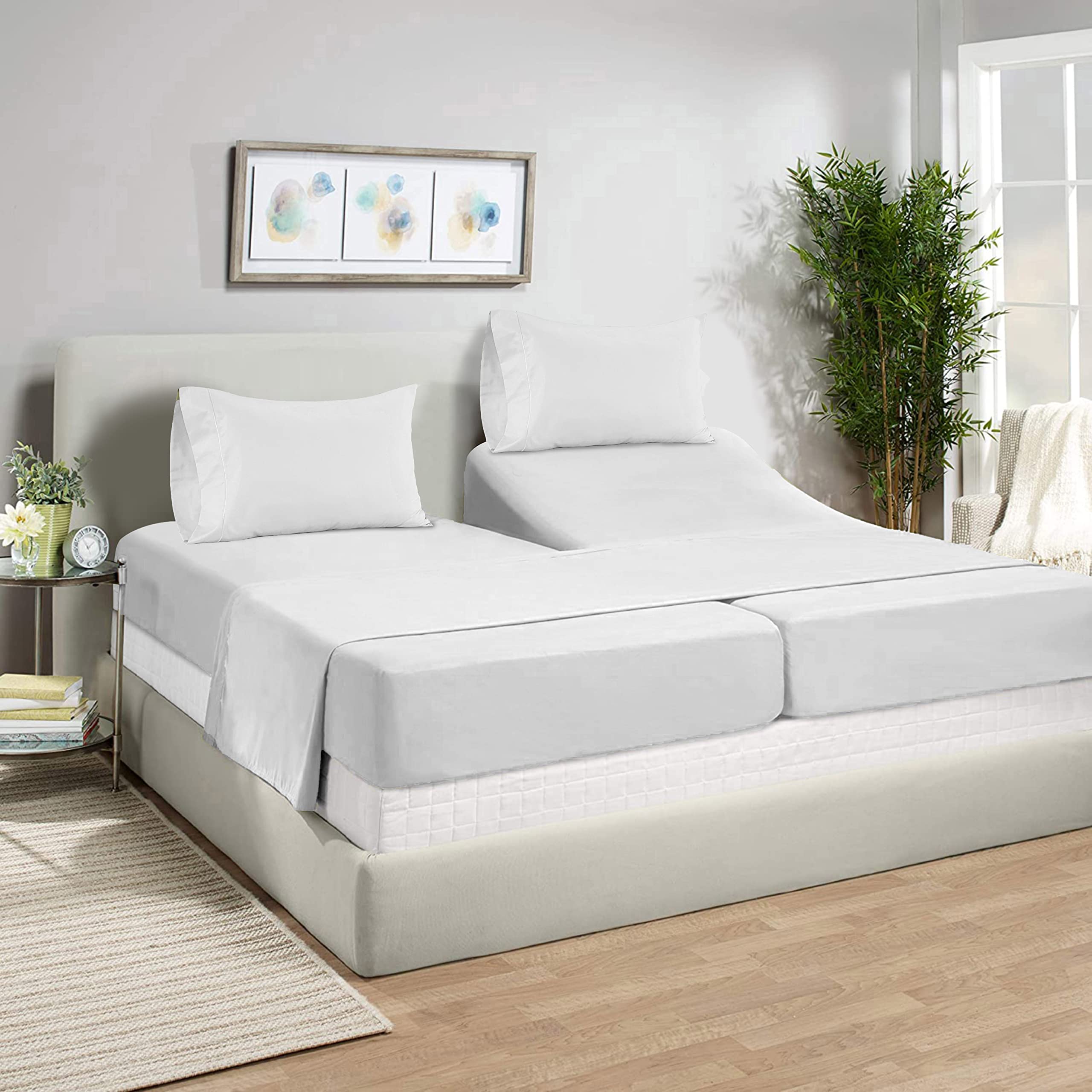 Foto 2 | Juego De Sábanas Lane Linen Split King, 100% Algodón, 450 Hilos, Color Blanco - Venta Internacional.
