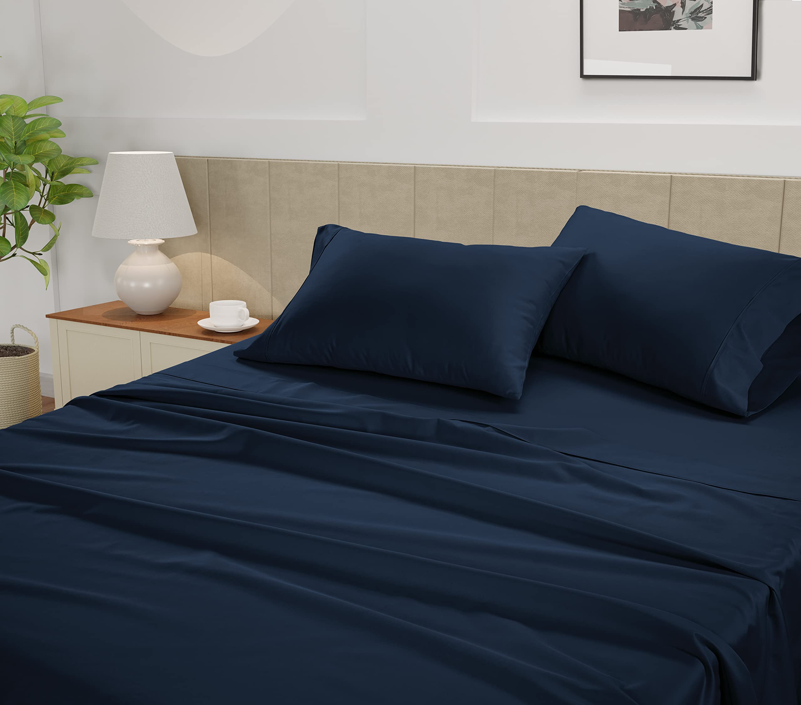 Foto 4 pulgar | Juego De Sábanas Lane Linen, Tamaño King, 450 Hilos, 100% Algodón, Azul Marino - Venta Internacional.
