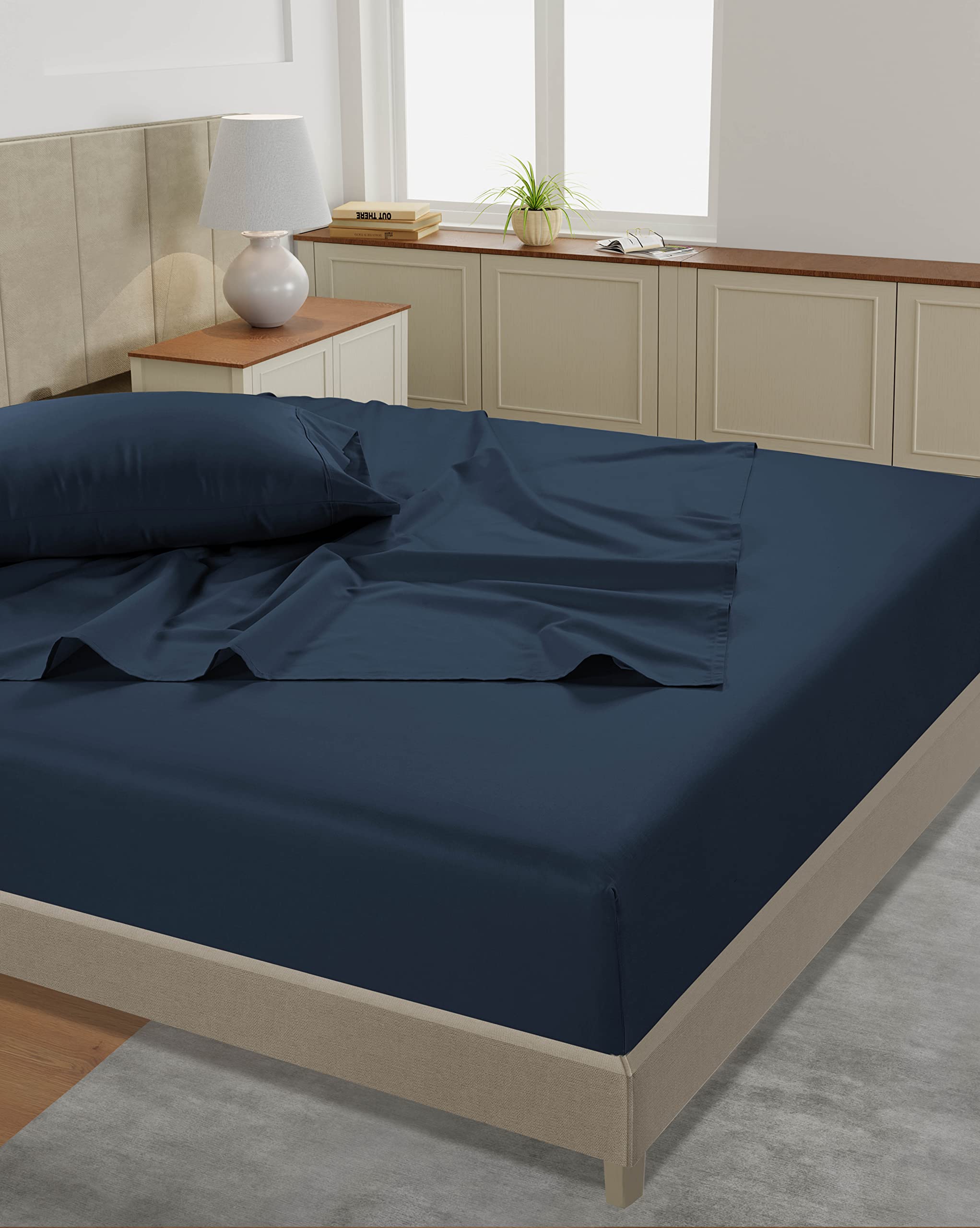 Foto 4 | Juego De Sábanas Lane Linen, Tamaño King, 450 Hilos, 100% Algodón, Azul Marino - Venta Internacional.