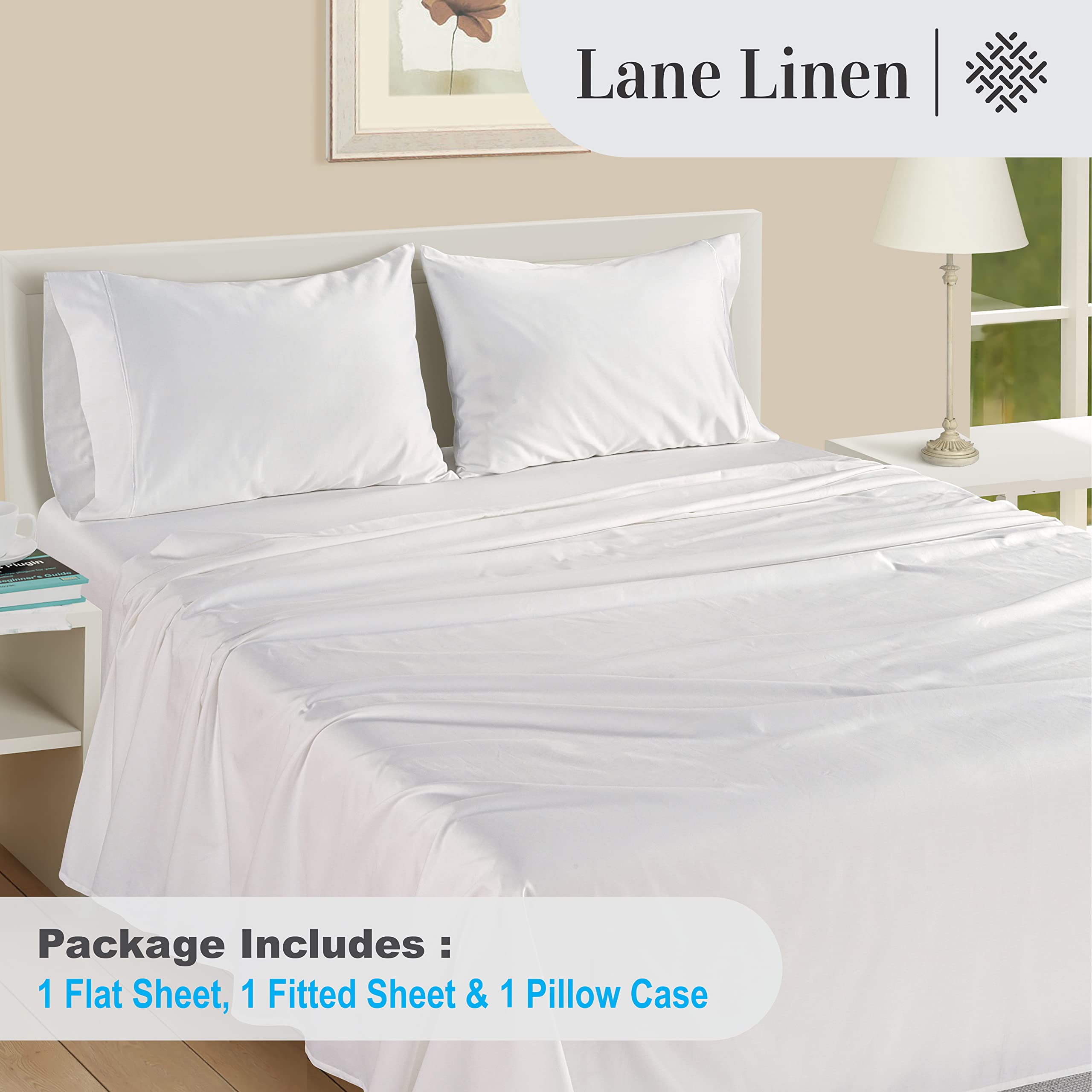 Foto 4 | Juego De Sábanas Lane Linen, 100% Algodón Egipcio, 1000 Hilos, Twin Xl - Venta Internacional.