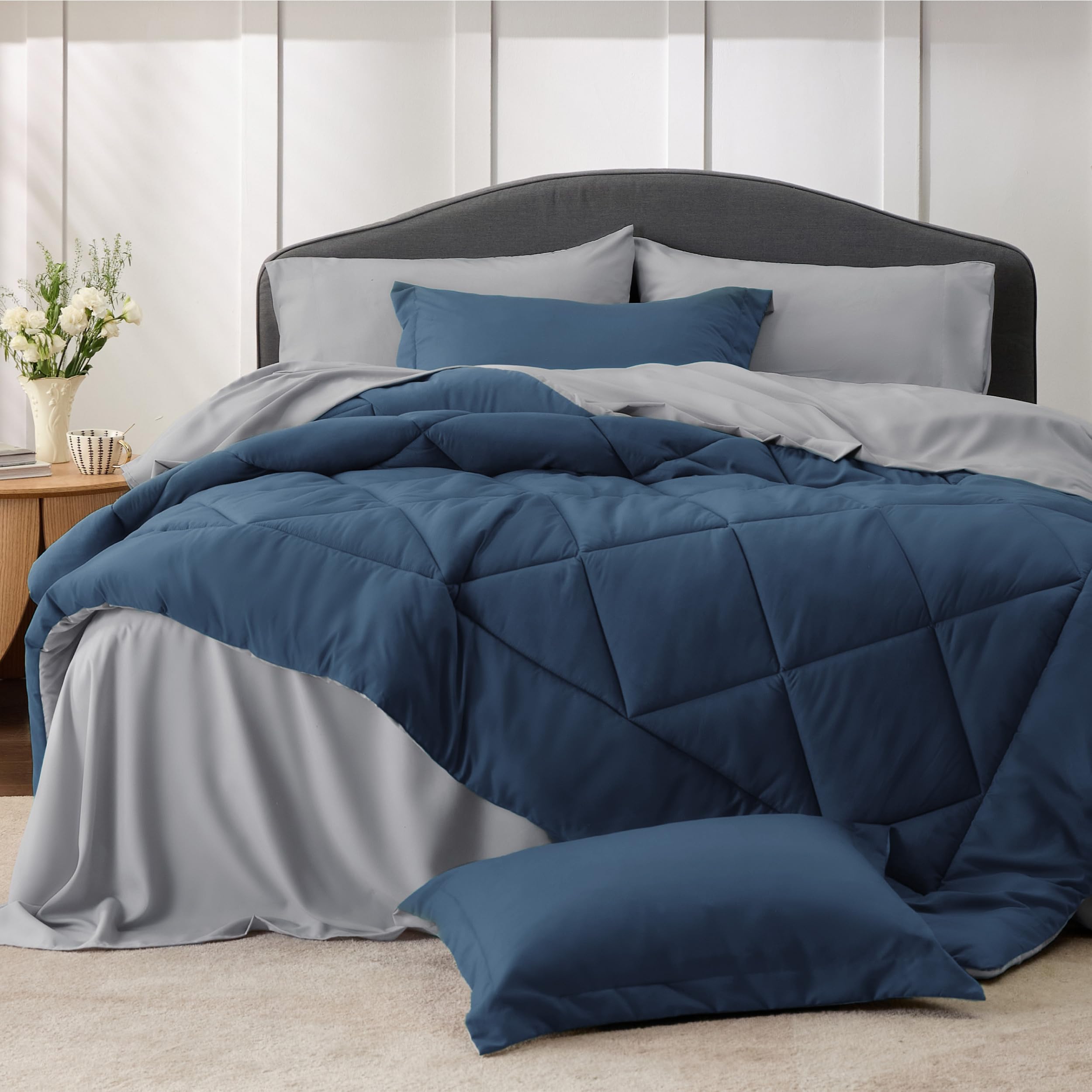 Foto 3 pulgar | Juego De Ropa De Cama Bedsure Azul Marino Tamaño Queen, 7 Piezas Reversibles - Venta Internacional.