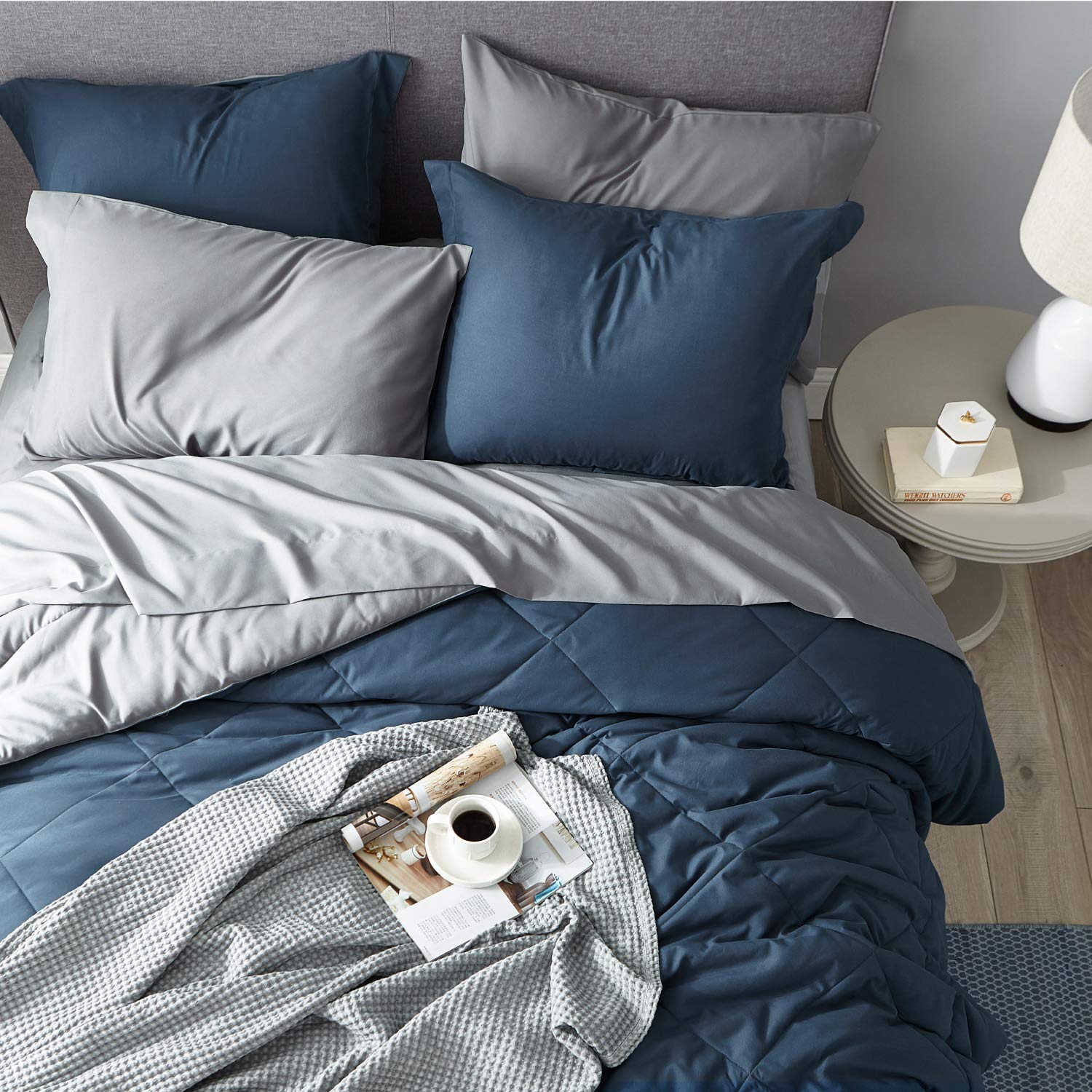 Foto 5 pulgar | Juego De Ropa De Cama Bedsure Azul Marino Tamaño Queen, 7 Piezas Reversibles - Venta Internacional.