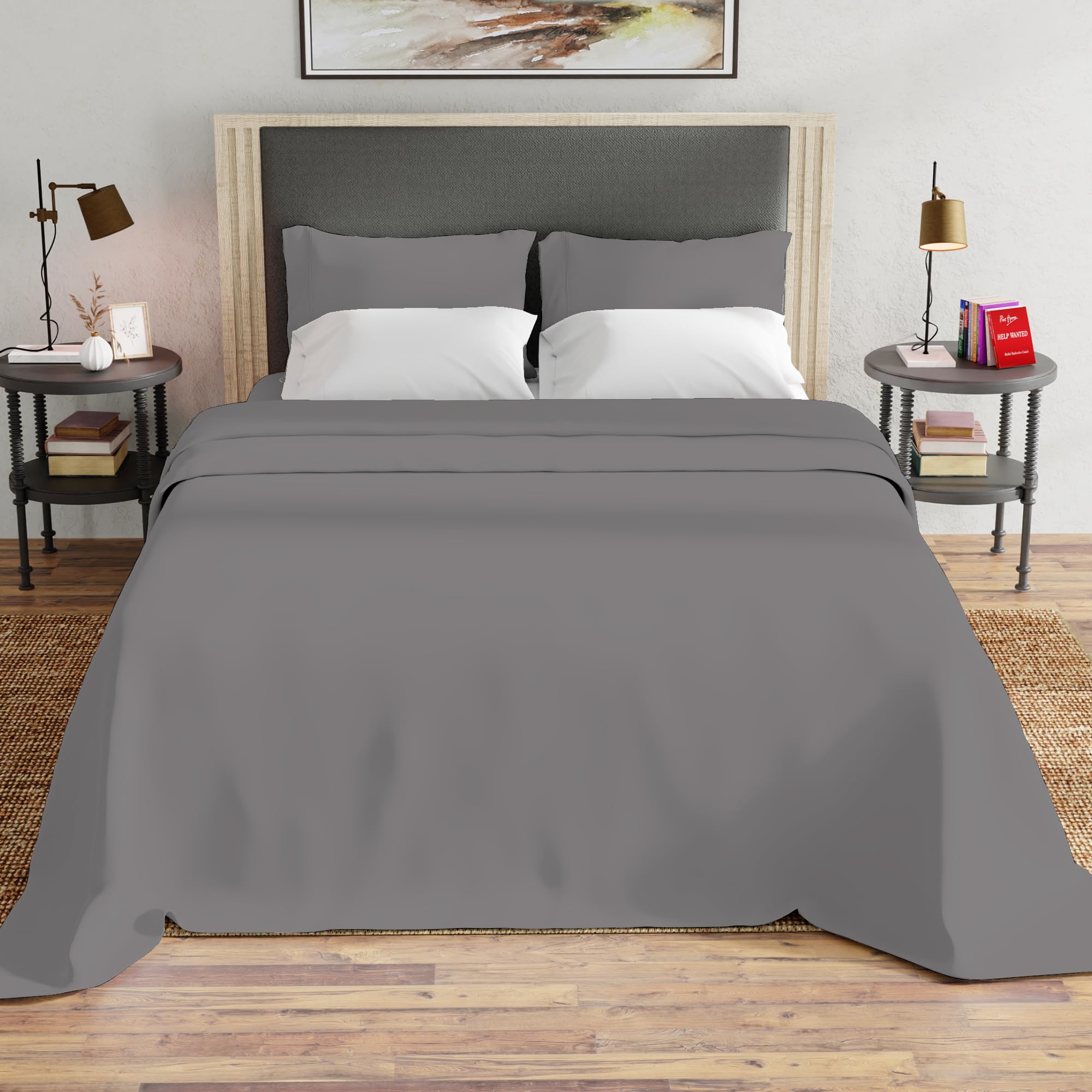 Foto 2 | Juego De Sábanas Purity Home De Algodón Orgánico De 300 Hilos, Color Gris F - Venta Internacional.