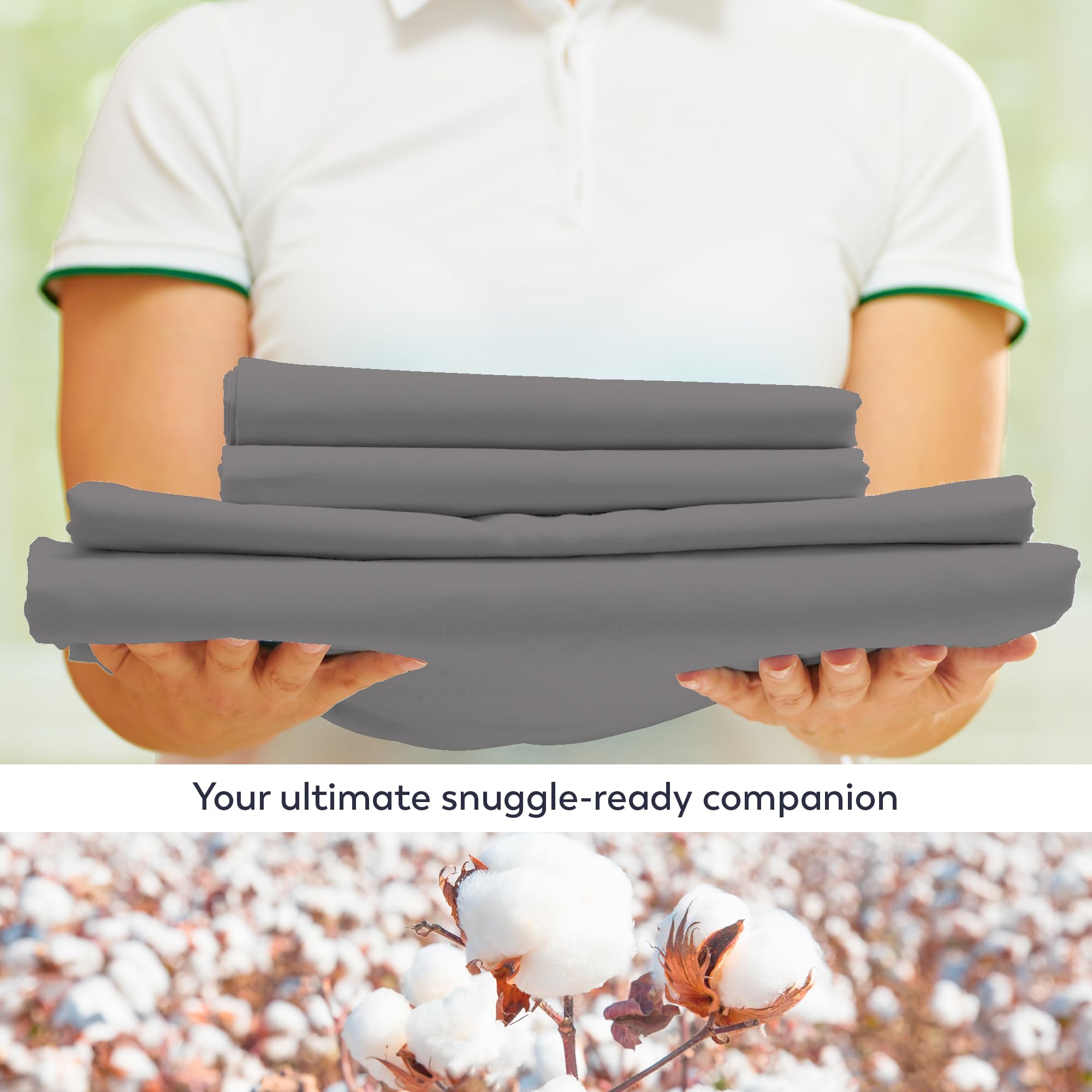 Foto 4 | Juego De Sábanas Purity Home De Algodón Orgánico De 300 Hilos, Color Gris F - Venta Internacional.