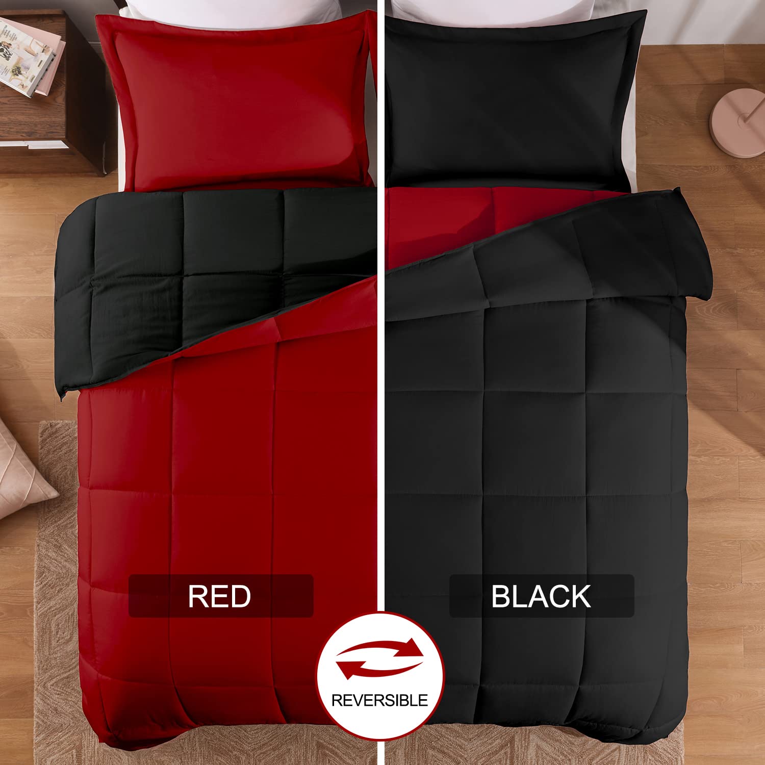 Foto 3 pulgar | Set De Edredón Basic Beyond Red Twin Con Funda De Almohada - Venta Internacional.