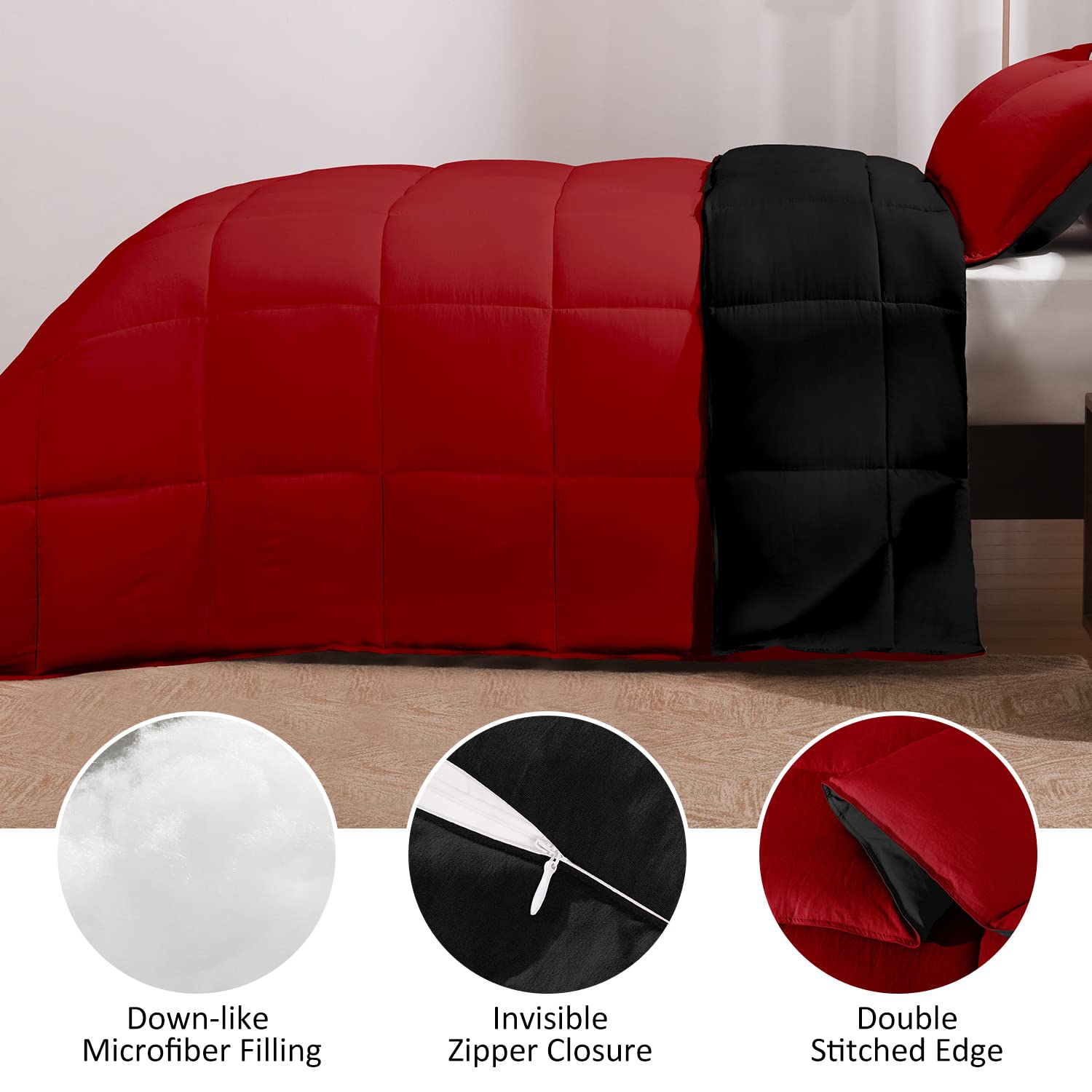 Foto 4 pulgar | Set De Edredón Basic Beyond Red Twin Con Funda De Almohada - Venta Internacional.
