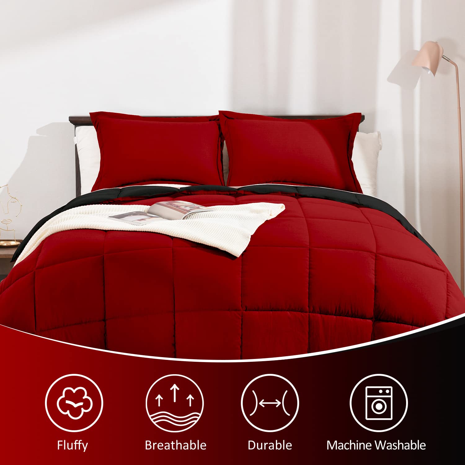 Foto 5 pulgar | Set De Edredón Basic Beyond Red Twin Con Funda De Almohada - Venta Internacional.